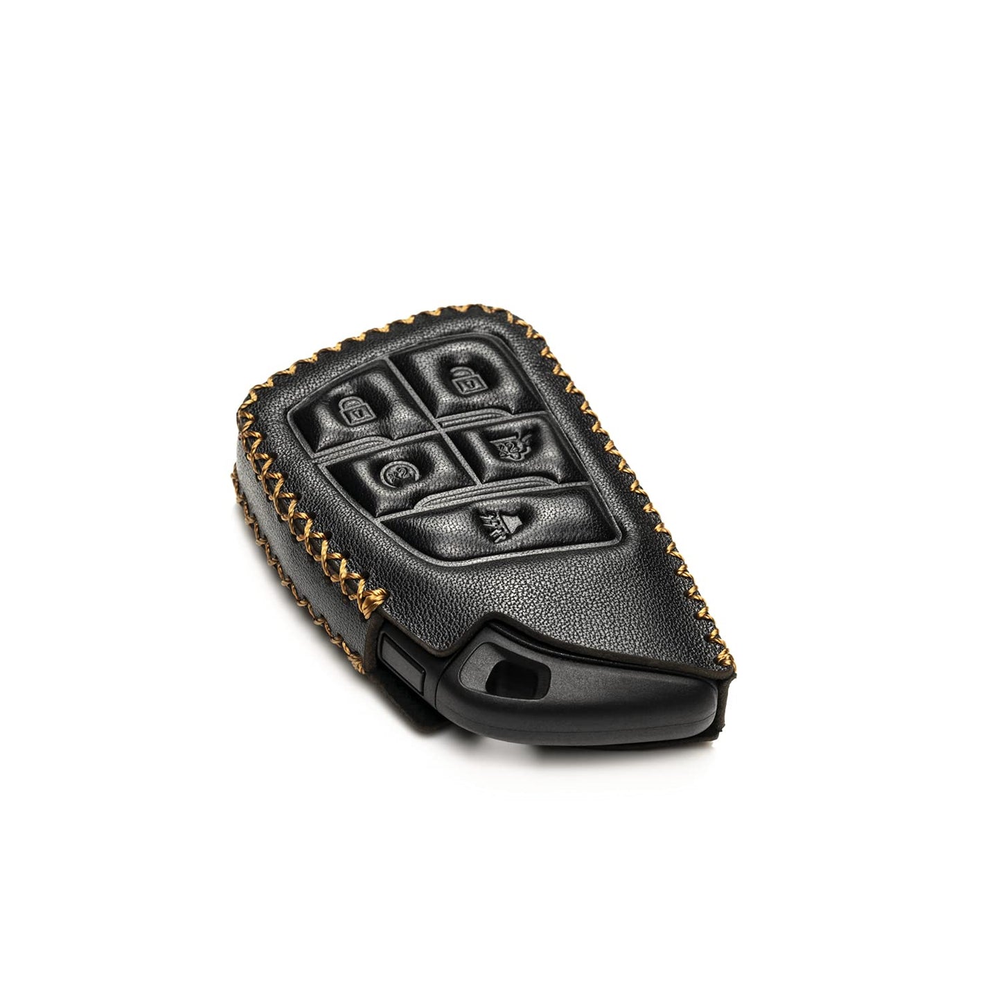 Vitodeco Genuine Leather Smart Key Fob Case with Leather Key Strap Compatible for Chevrolet Suburban Tahoe