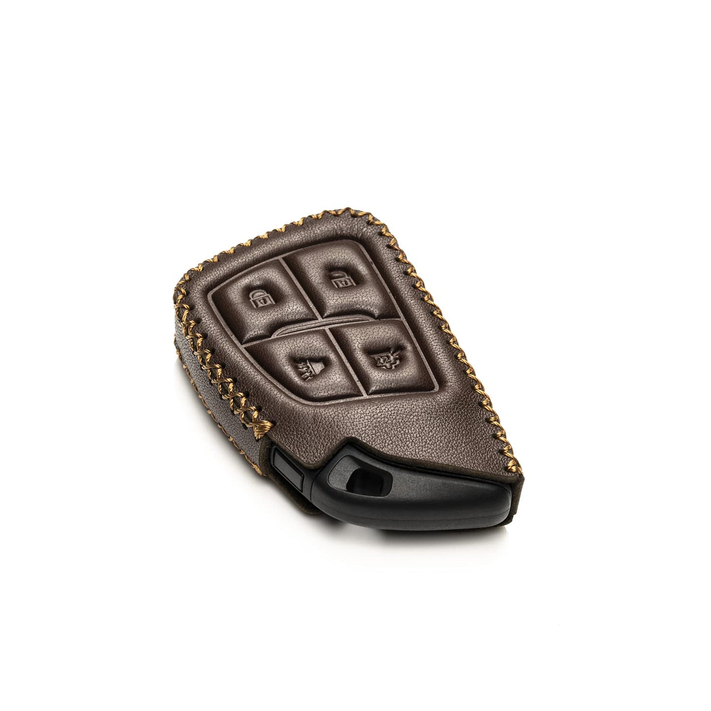 Vitodeco Genuine Leather Smart Key Fob Case with Leather Key Strap Compatible for Chevrolet Suburban Tahoe