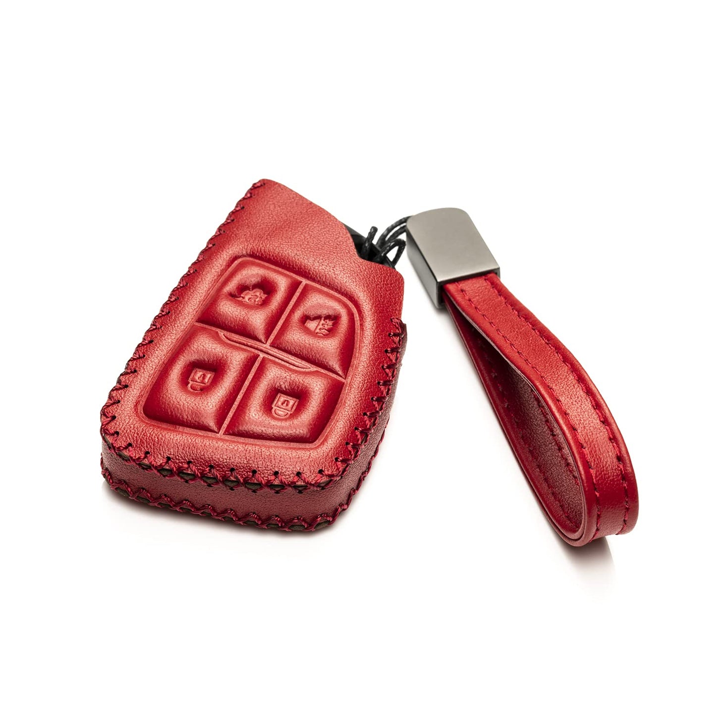 Vitodeco Genuine Leather Smart Key Fob Case with Leather Key Strap Compatible for Chevrolet Suburban Tahoe