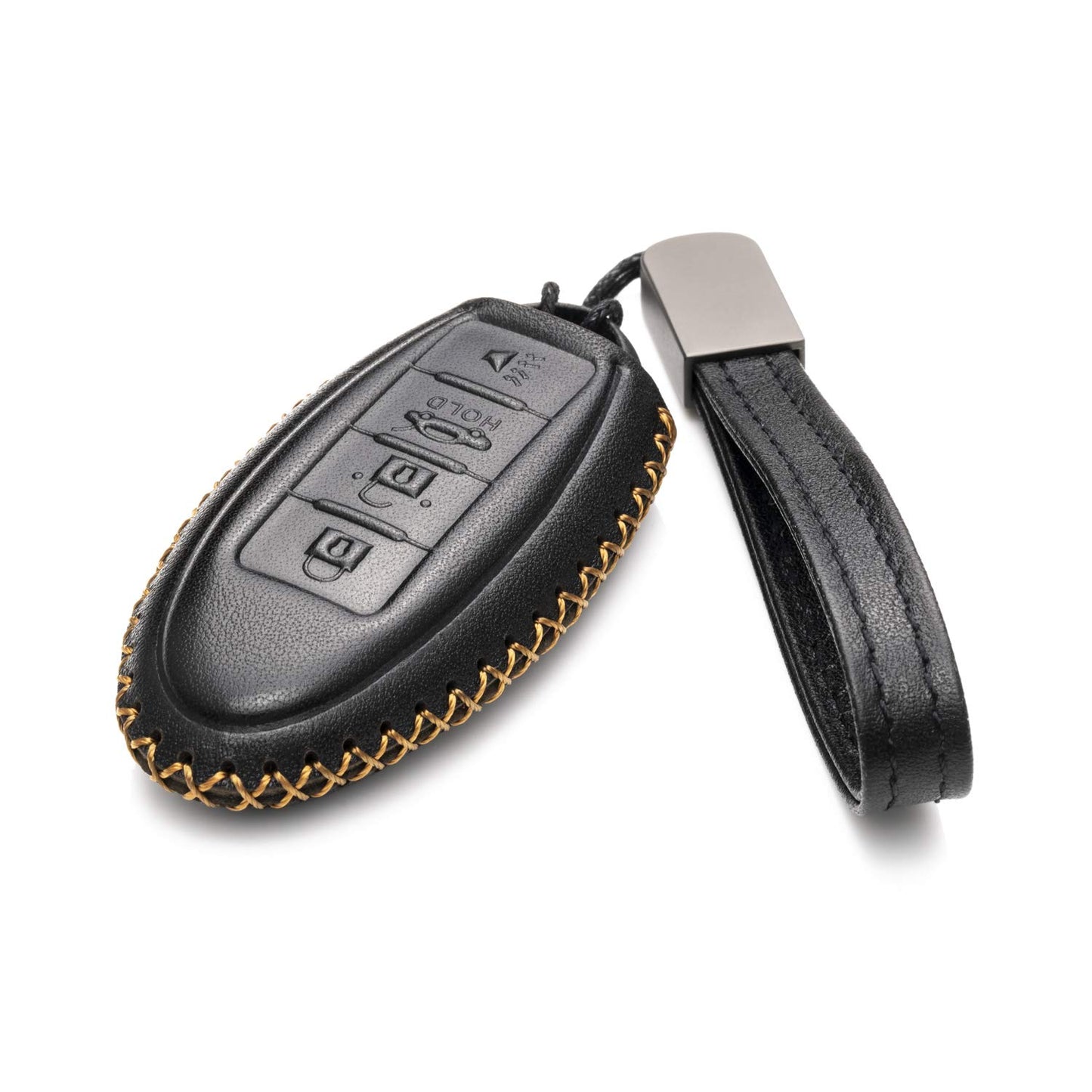 Vitodeco Leather Smart Key Fob Case Compatible with Nissan Versa, Sentra, Altima, Maxima, Rogue, Infiniti Q50, Q60, QX50, QX60, QX80