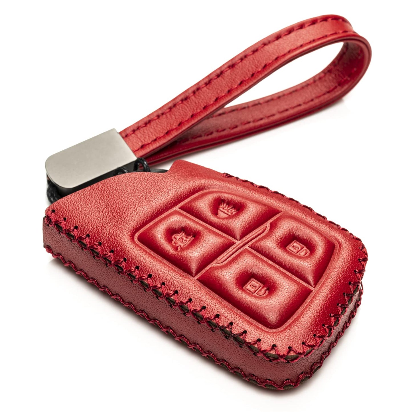 Vitodeco Genuine Leather Smart Key Fob Case with Leather Key Strap Compatible for Chevrolet Suburban Tahoe