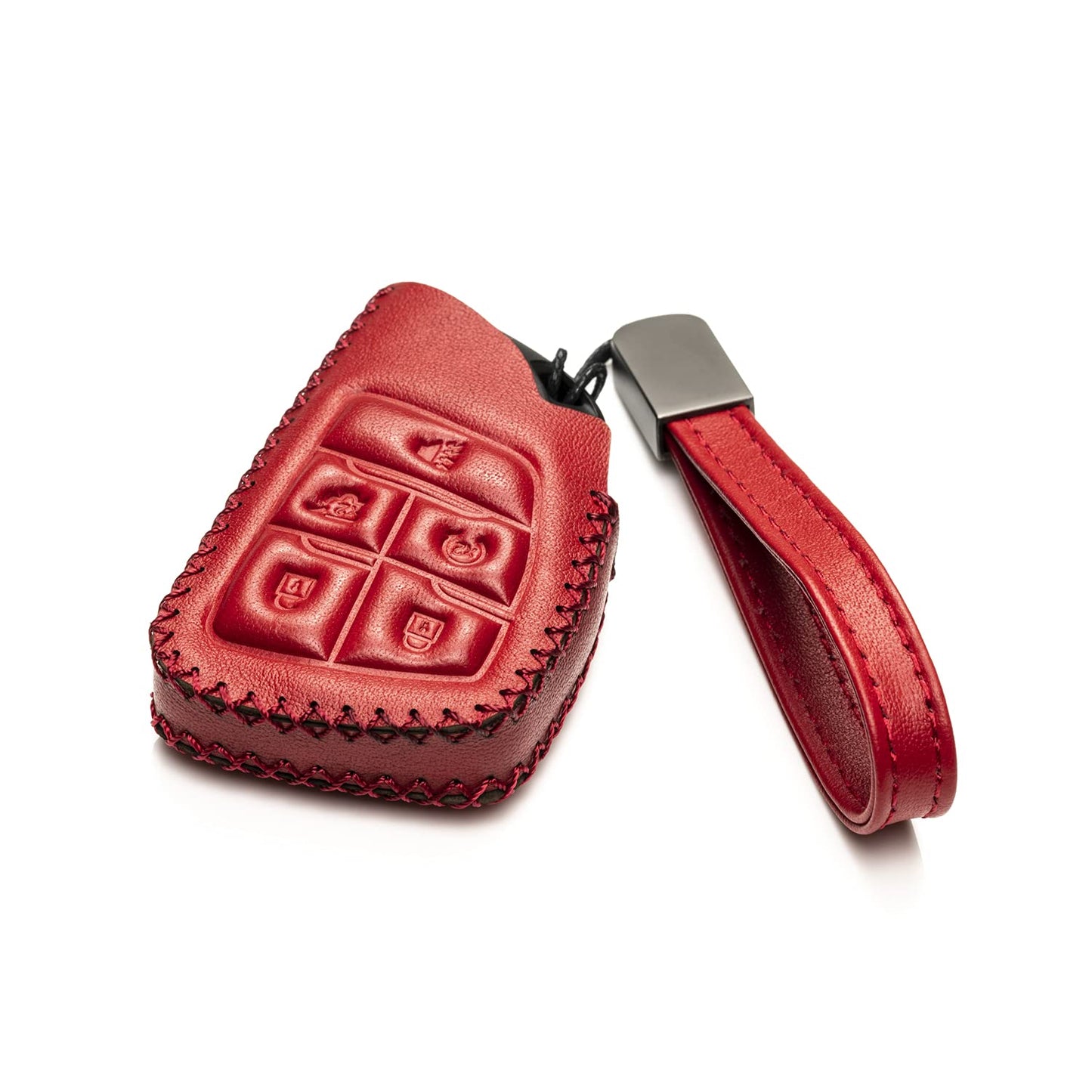 Vitodeco Genuine Leather Smart Key Fob Case with Leather Key Strap Compatible for Chevrolet Suburban Tahoe