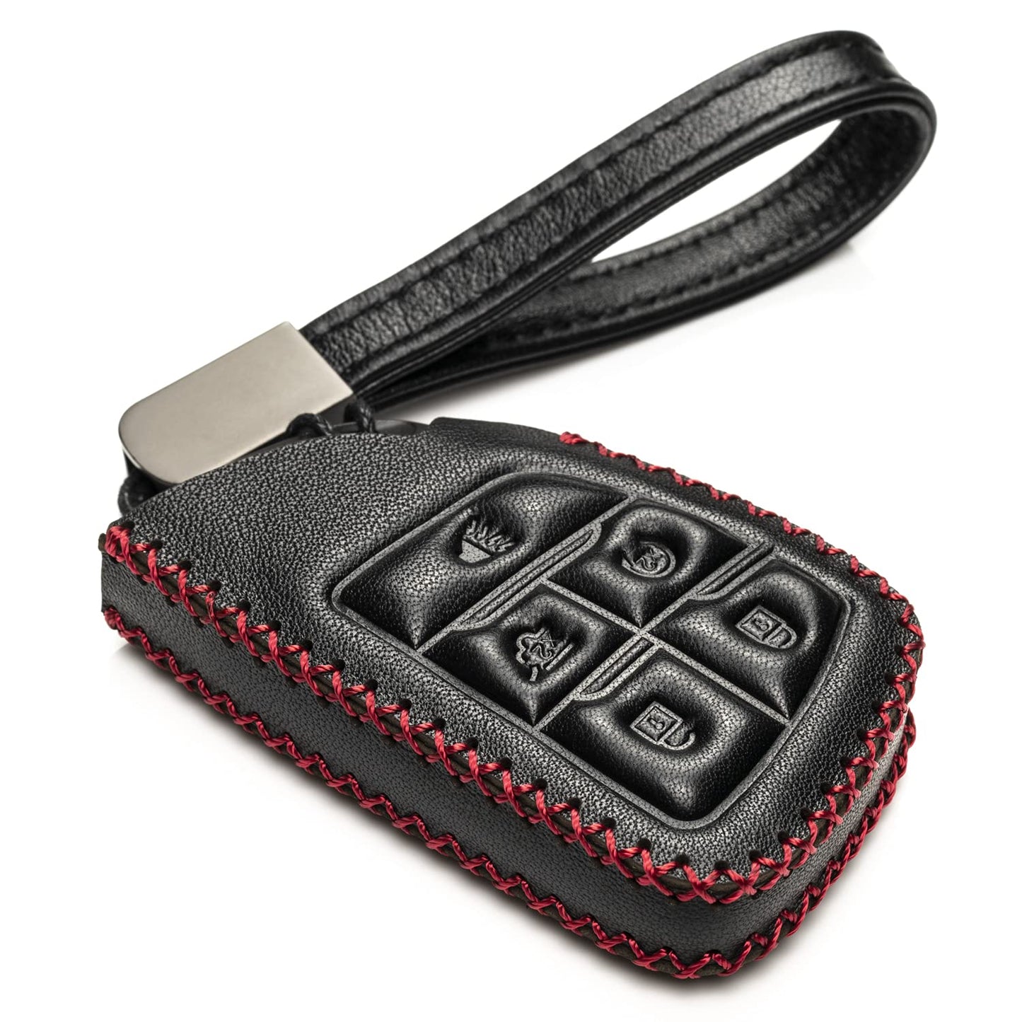 Vitodeco Genuine Leather Smart Key Fob Case with Leather Key Strap Compatible for Chevrolet Suburban Tahoe
