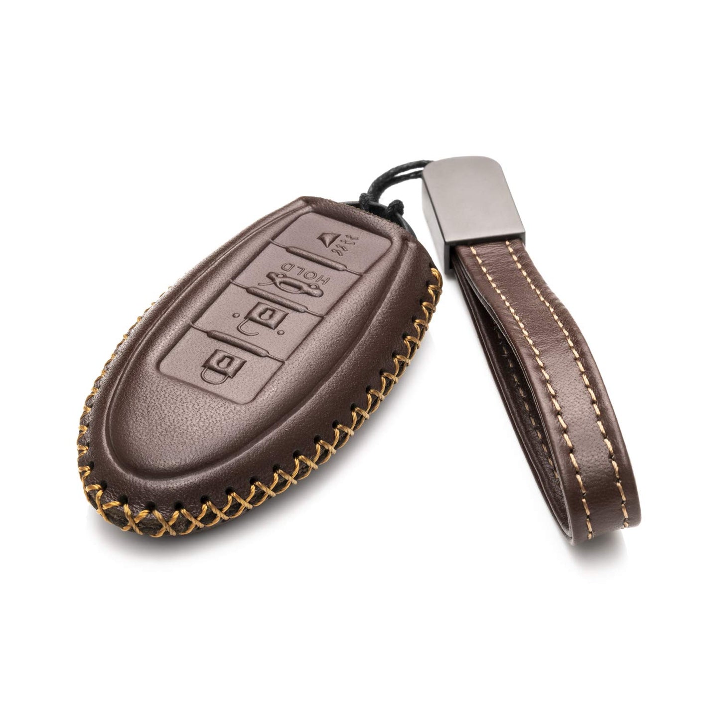 Vitodeco Leather Smart Key Fob Case Compatible with Nissan Versa, Sentra, Altima, Maxima, Rogue, Infiniti Q50, Q60, QX50, QX60, QX80