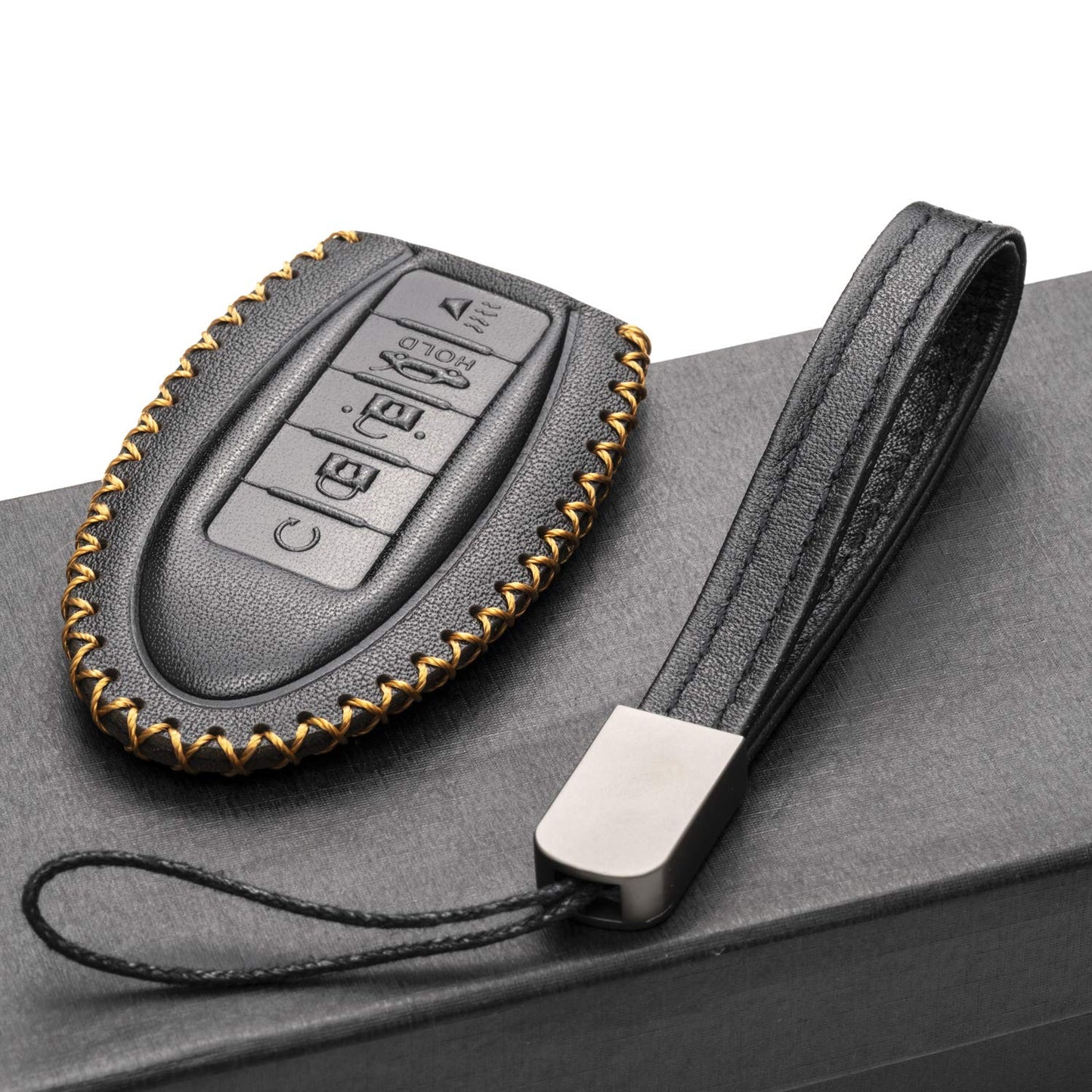 Vitodeco Leather Smart Key Fob Case Compatible with Nissan Versa, Sentra, Altima, Maxima, Rogue, Infiniti Q50, Q60, QX50, QX60, QX80