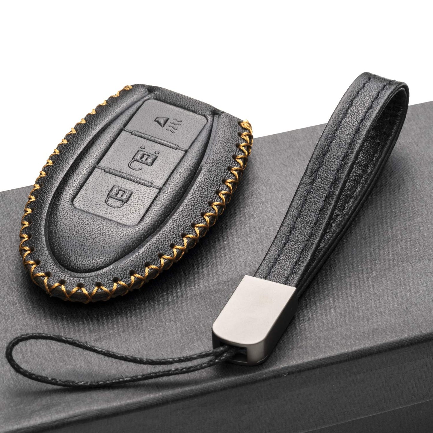 Vitodeco Leather Smart Key Fob Case Compatible with Nissan Versa, Sentra, Altima, Maxima, Rogue, Infiniti Q50, Q60, QX50, QX60, QX80