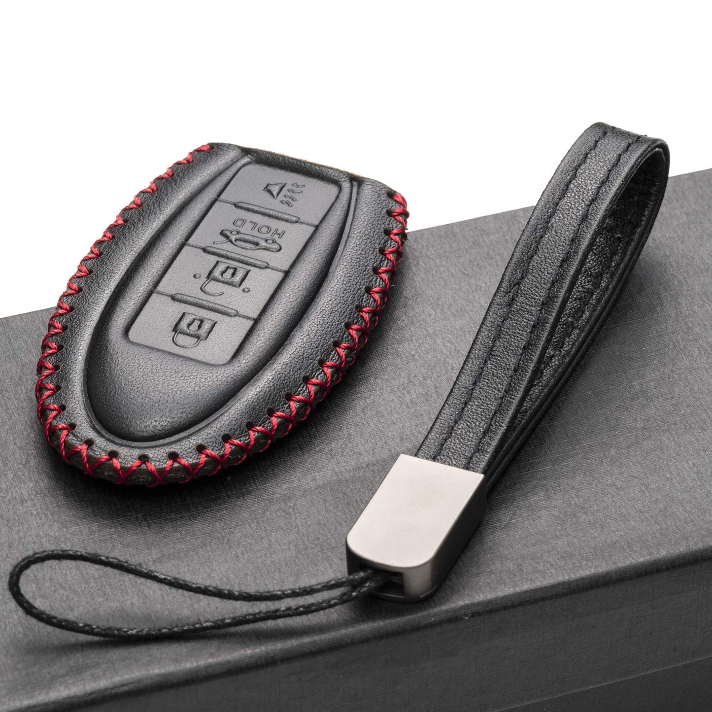 Vitodeco Leather Smart Key Fob Case Compatible with Nissan Versa, Sentra, Altima, Maxima, Rogue, Infiniti Q50, Q60, QX50, QX60, QX80