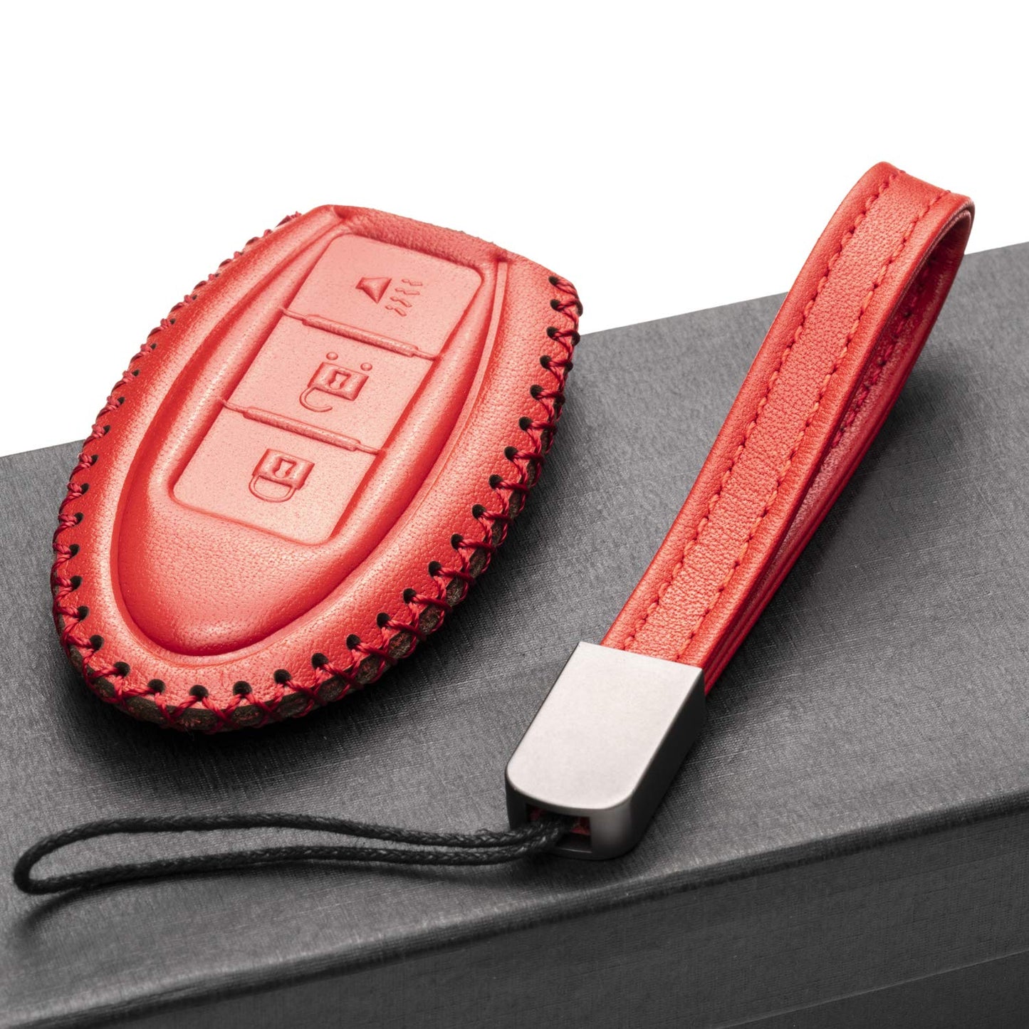 Vitodeco Leather Smart Key Fob Case Compatible with Nissan Versa, Sentra, Altima, Maxima, Rogue, Infiniti Q50, Q60, QX50, QX60, QX80