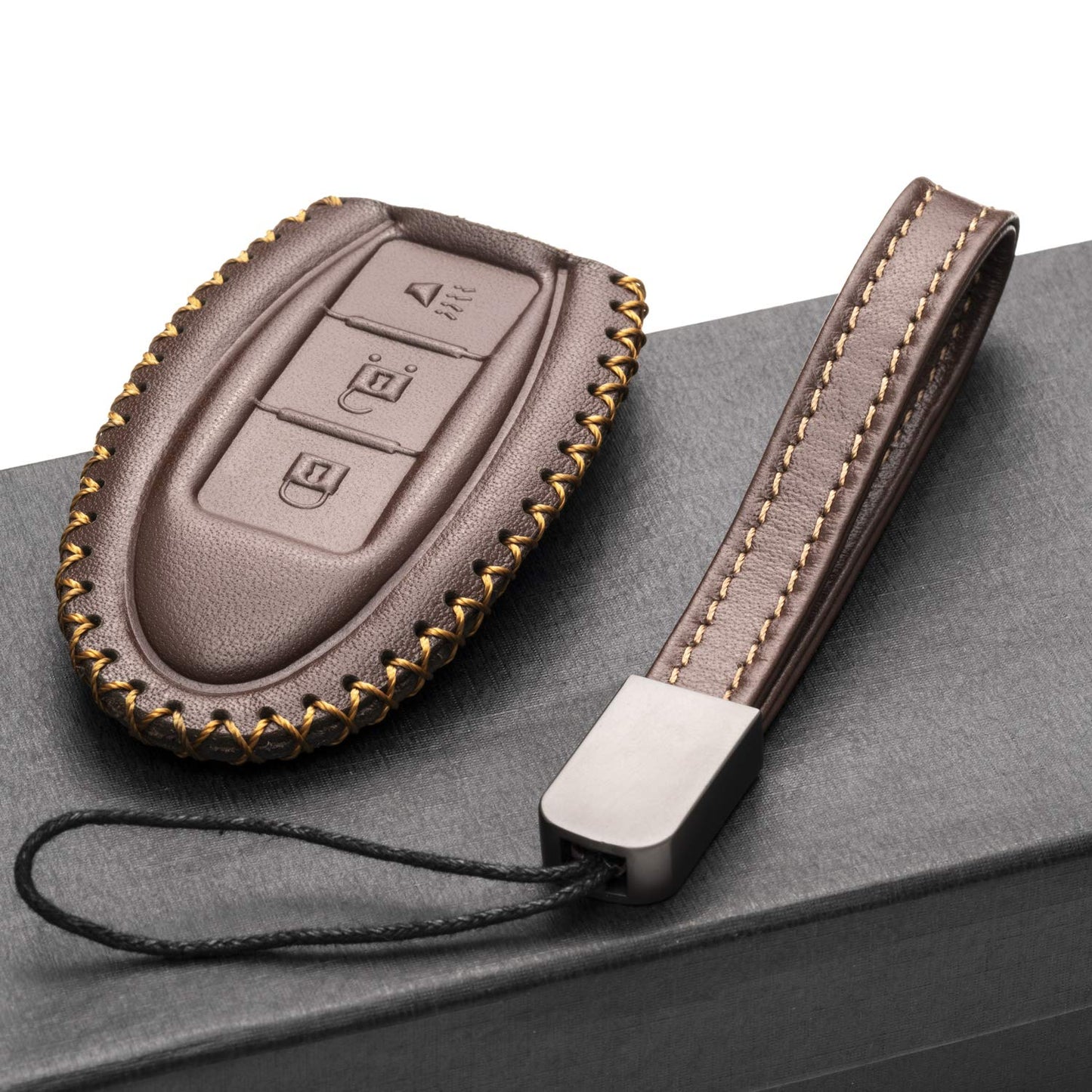 Vitodeco Leather Smart Key Fob Case Compatible with Nissan Versa, Sentra, Altima, Maxima, Rogue, Infiniti Q50, Q60, QX50, QX60, QX80