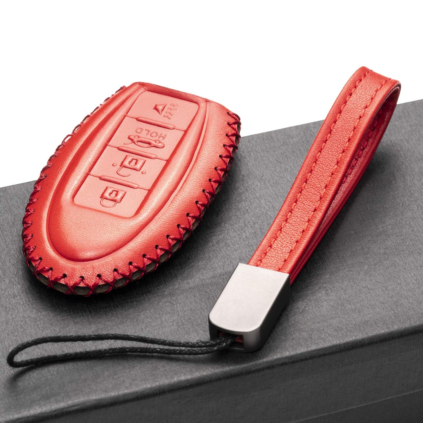 Vitodeco Leather Smart Key Fob Case Compatible with Nissan Versa, Sentra, Altima, Maxima, Rogue, Infiniti Q50, Q60, QX50, QX60, QX80