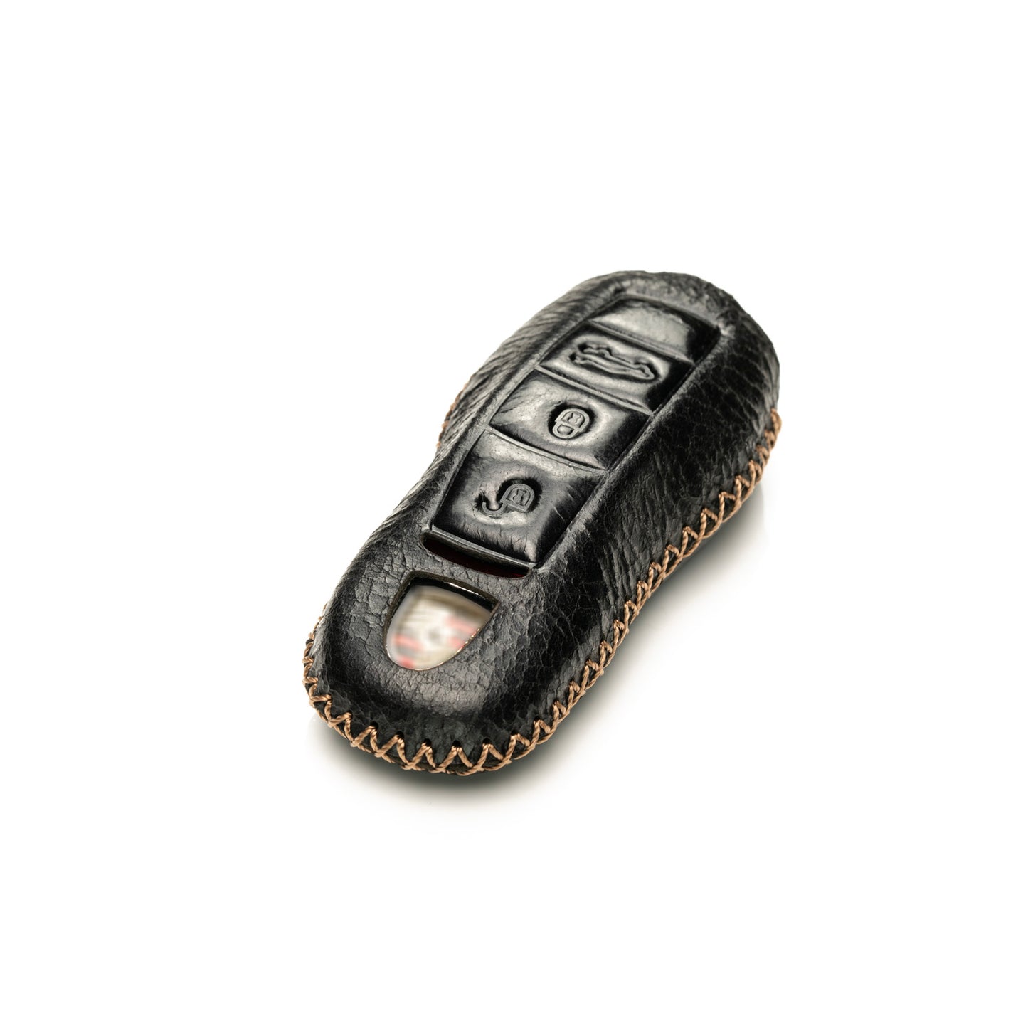 Vitodeco Superior Leather Key Fob Case Compatible for Porsche 718, Porsche 911, Porsche Panamera, Porsche Cayenne, 3-Button