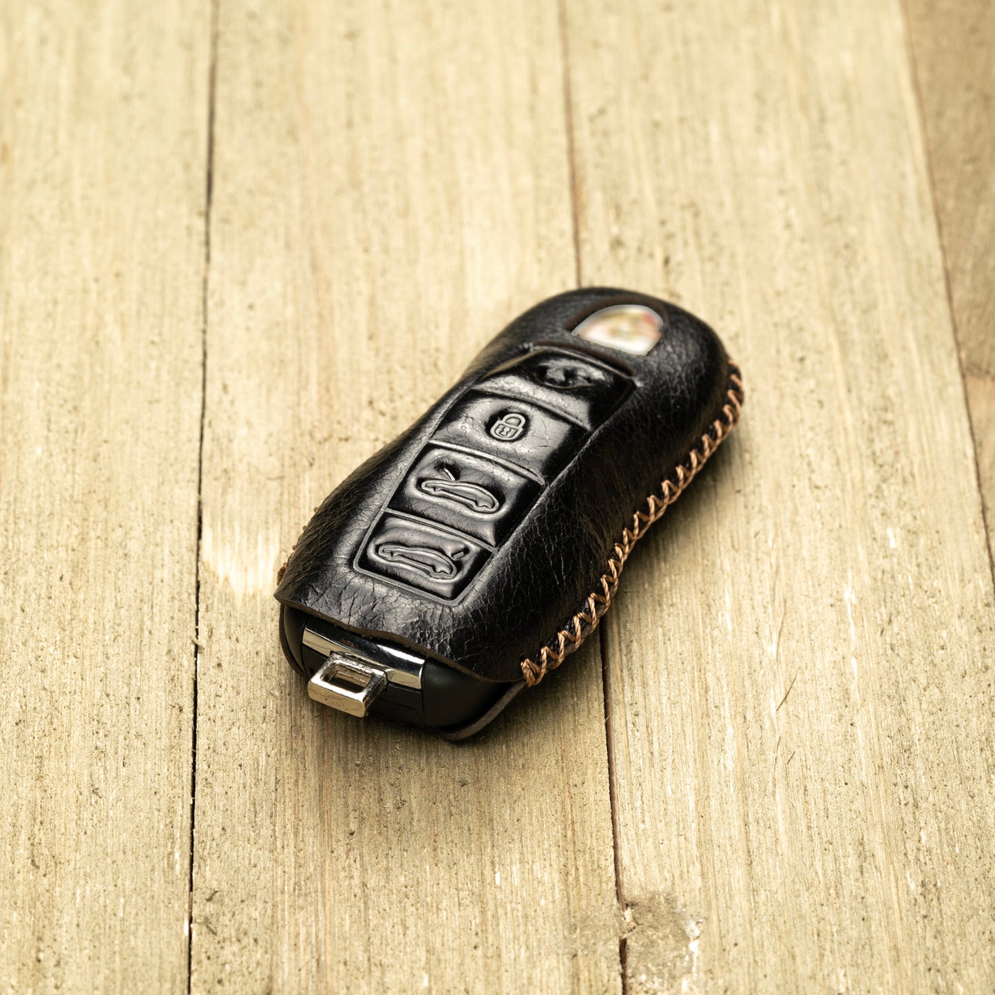 Vitodeco Superior Leather Key Fob Case Compatible for Porsche 718, Porsche 911, Porsche Panamera, Porsche Cayenne, 4-Button