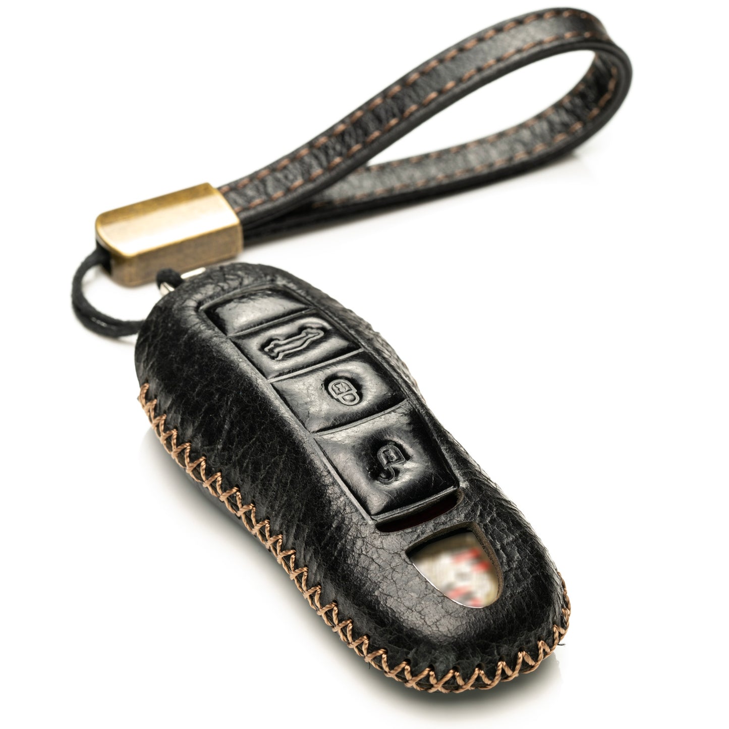 Vitodeco Superior Leather Key Fob Case Compatible for Porsche 718, Porsche 911, Porsche Panamera, Porsche Cayenne, 3-Button