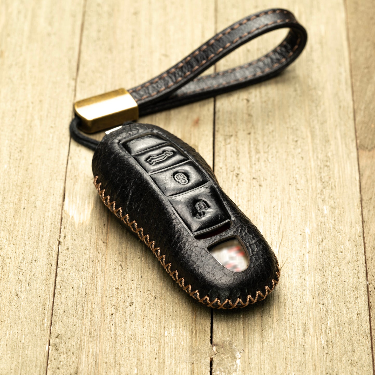 Vitodeco Superior Leather Key Fob Case Compatible for Porsche 718, Porsche 911, Porsche Panamera, Porsche Cayenne, 3-Button