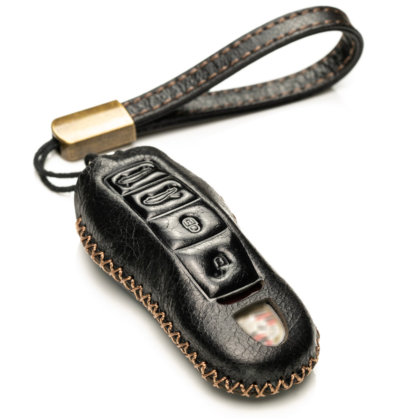 Vitodeco Superior Leather Key Fob Case Compatible for Porsche 718, Porsche 911, Porsche Panamera, Porsche Cayenne, 4-Button