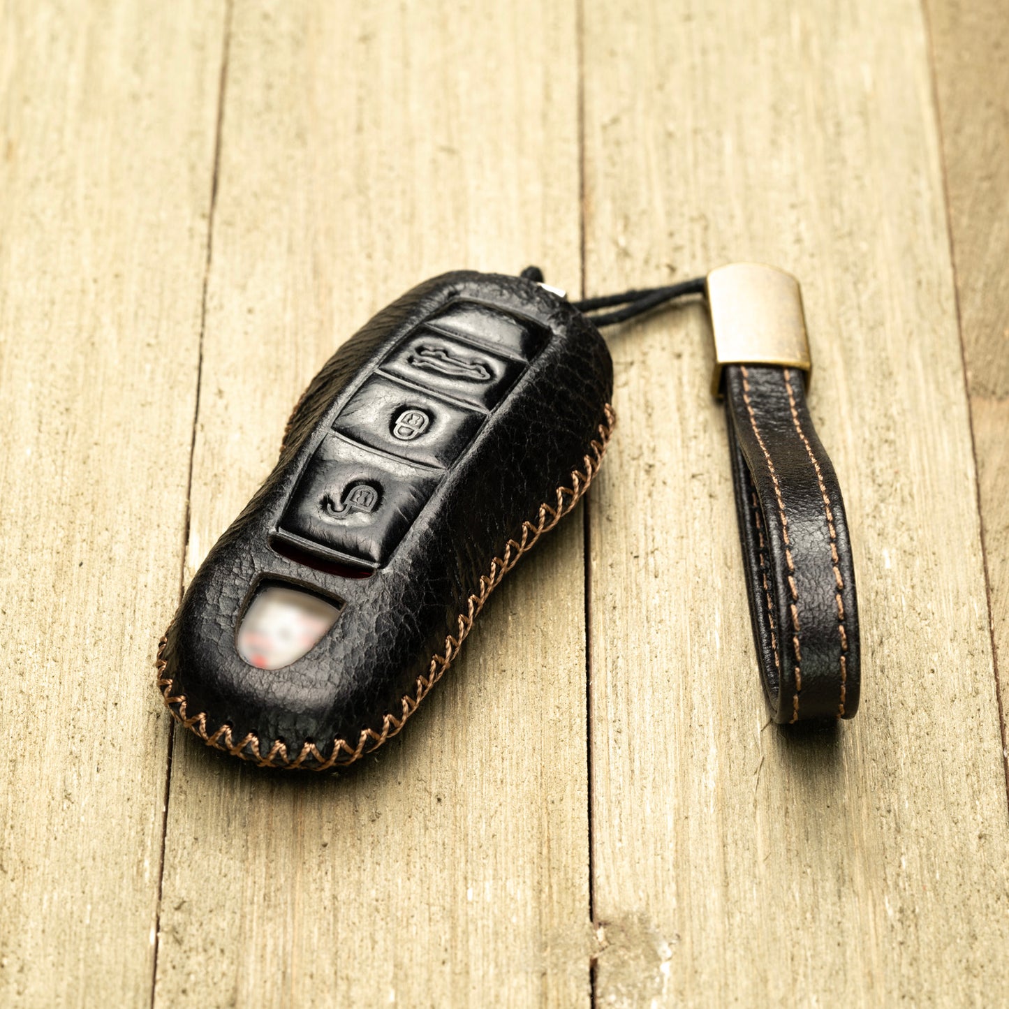 Vitodeco Superior Leather Key Fob Case Compatible for Porsche 718, Porsche 911, Porsche Panamera, Porsche Cayenne, 3-Button