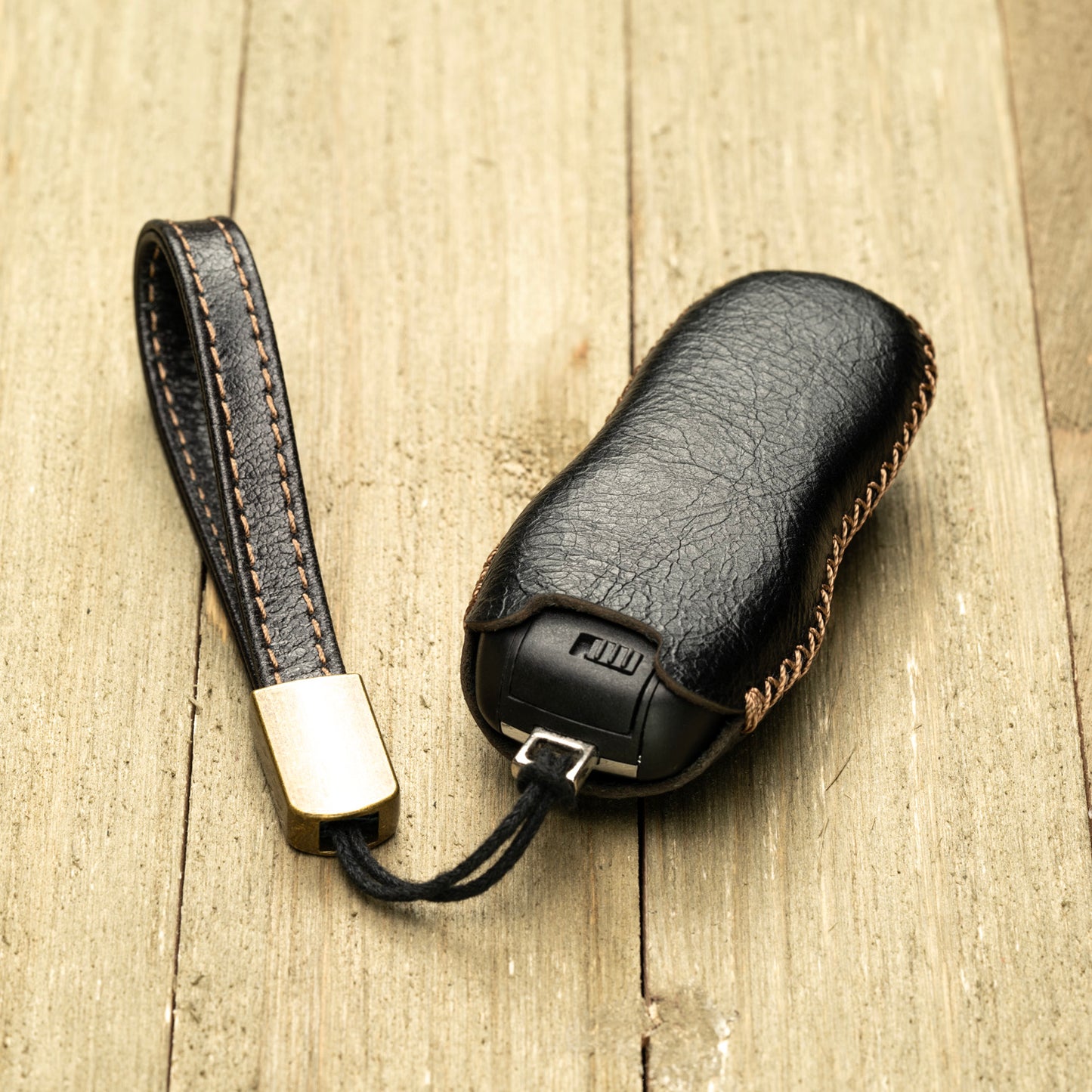 Vitodeco Superior Leather Key Fob Case Compatible for Porsche 718, Porsche 911, Porsche Panamera, Porsche Cayenne, 3-Button