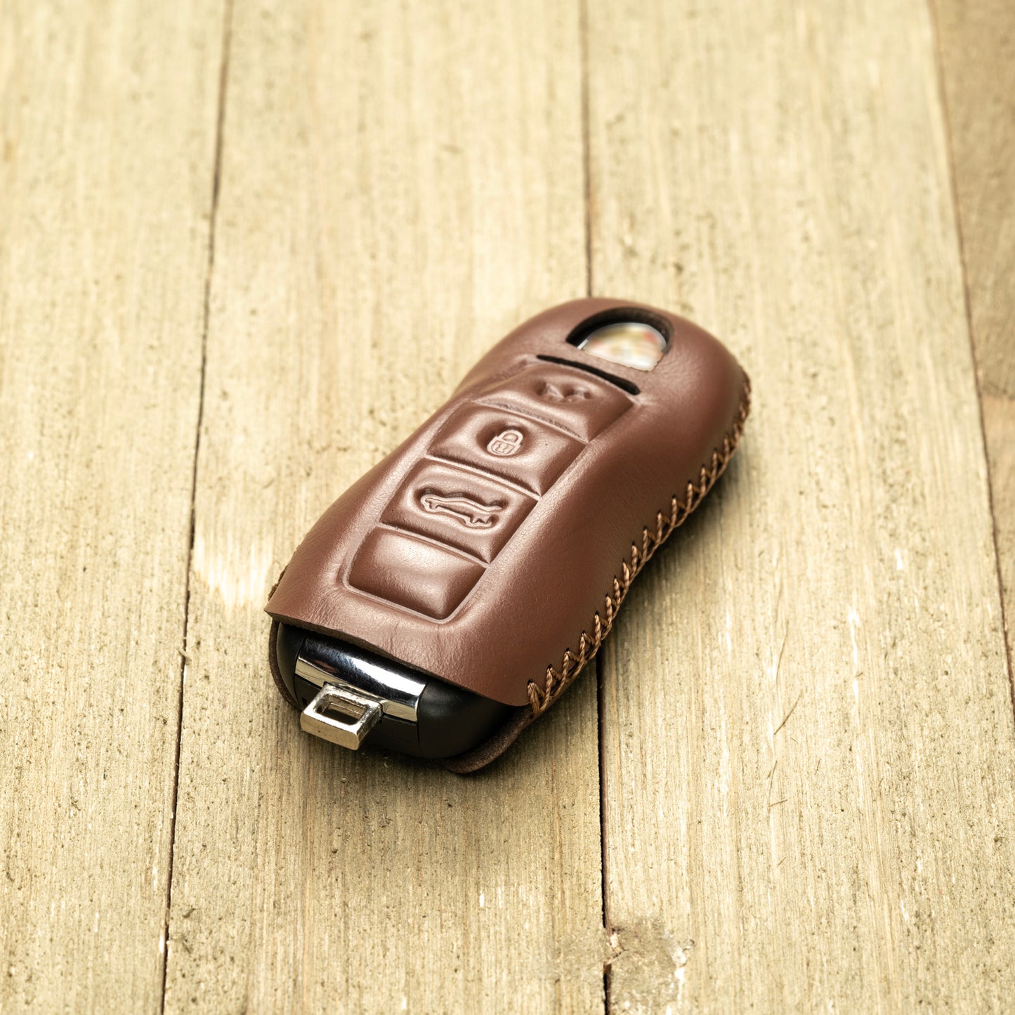 Vitodeco Superior Leather Key Fob Case Compatible for Porsche 718, Porsche 911, Porsche Panamera, Porsche Cayenne, 3-Button