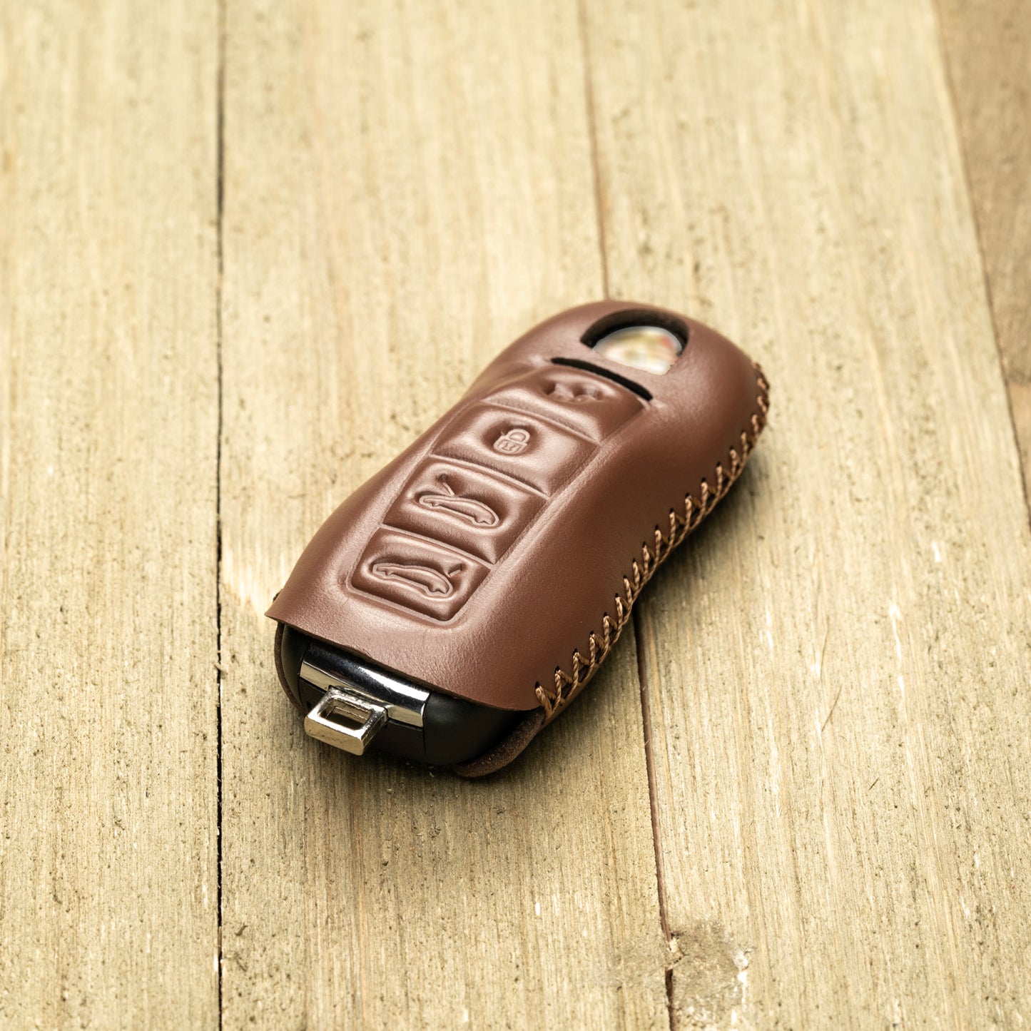 Vitodeco Superior Leather Key Fob Case Compatible for Porsche 718, Porsche 911, Porsche Panamera, Porsche Cayenne, 4-Button