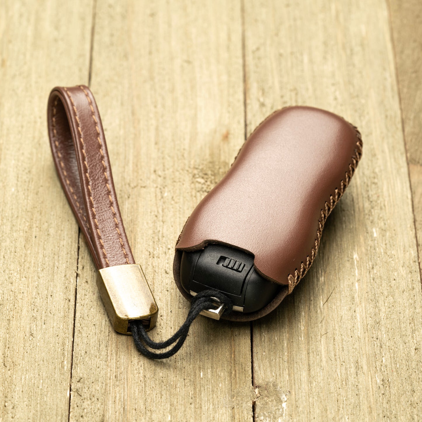Vitodeco Superior Leather Key Fob Case Compatible for Porsche 718, Porsche 911, Porsche Panamera, Porsche Cayenne, 3-Button