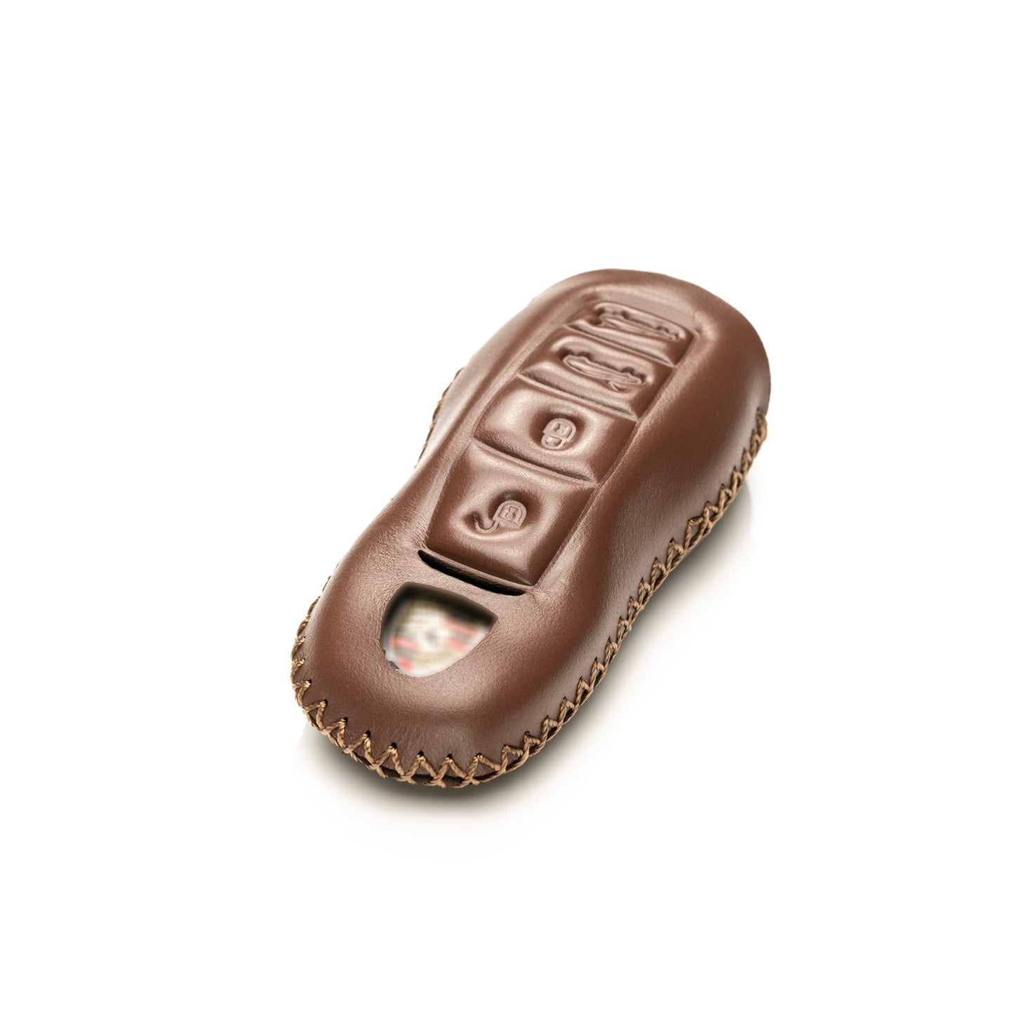 Vitodeco Superior Leather Key Fob Case Compatible for Porsche 718, Porsche 911, Porsche Panamera, Porsche Cayenne, 4-Button