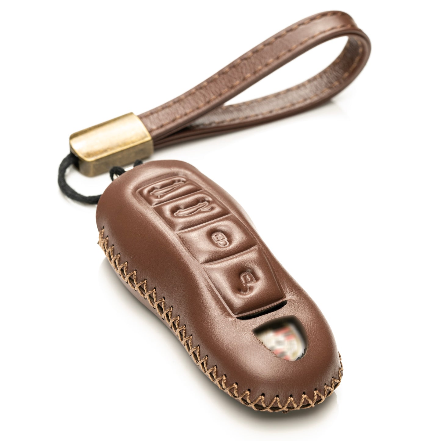 Vitodeco Superior Leather Key Fob Case Compatible for Porsche 718, Porsche 911, Porsche Panamera, Porsche Cayenne, 4-Button