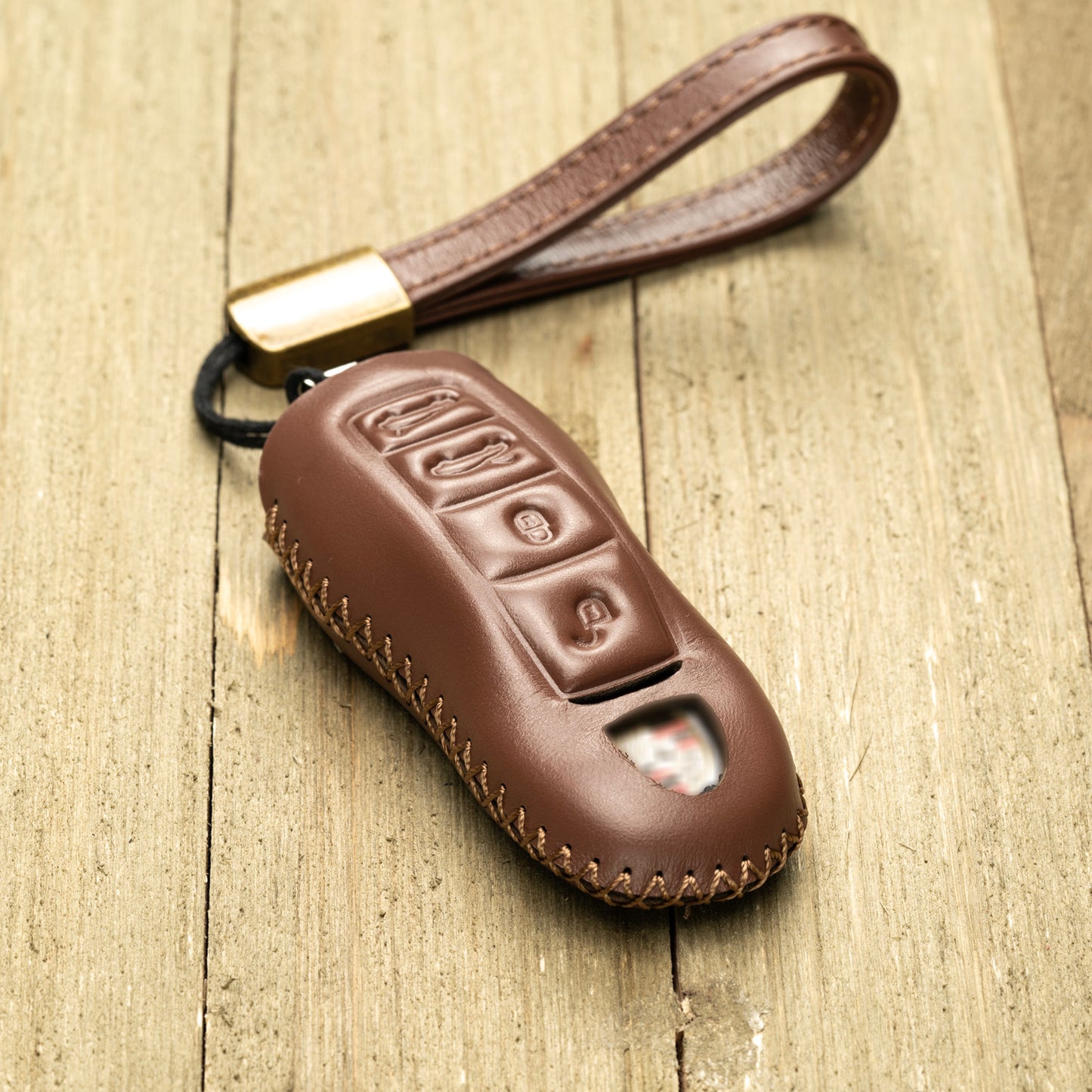 Vitodeco Superior Leather Key Fob Case Compatible for Porsche 718, Porsche 911, Porsche Panamera, Porsche Cayenne, 4-Button
