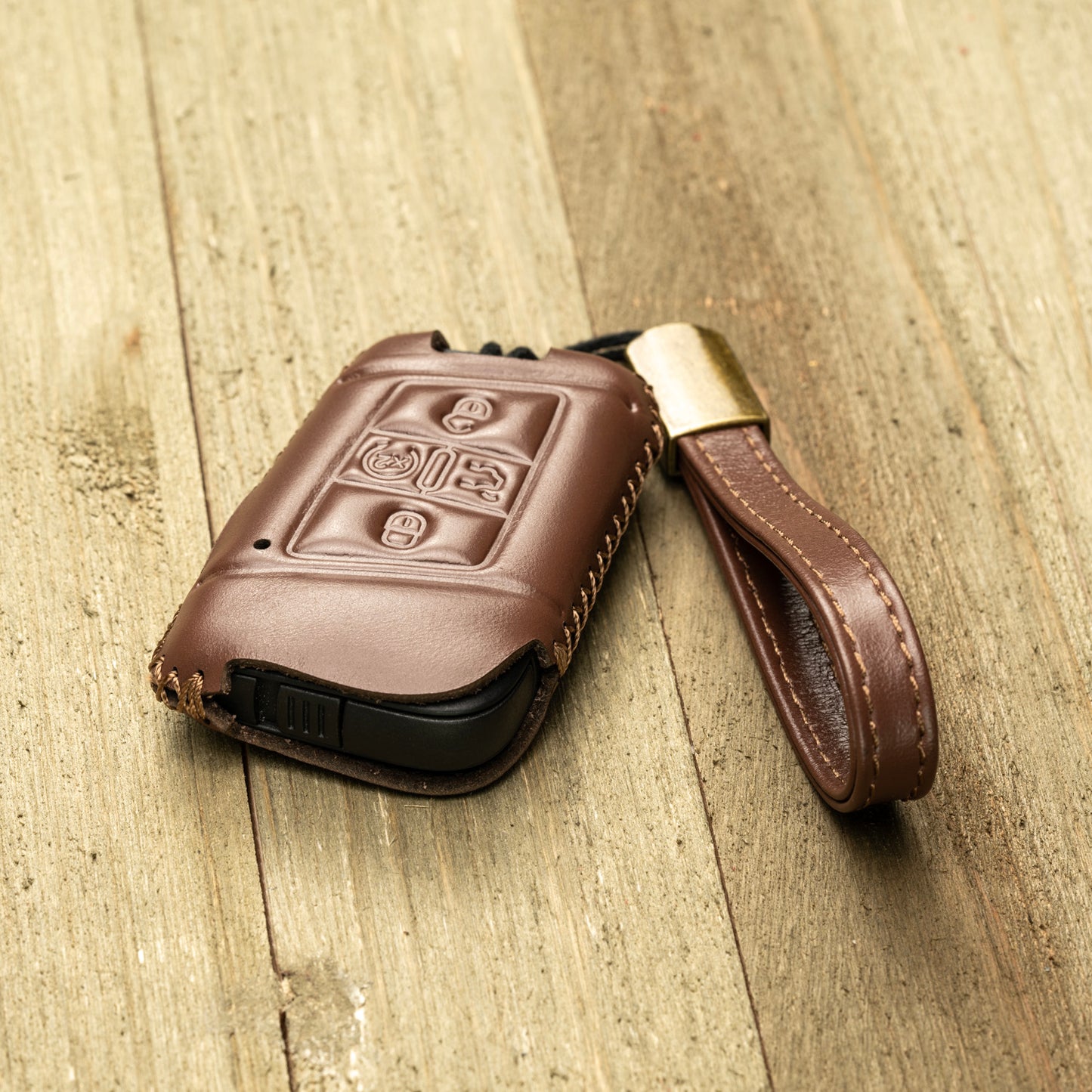 Vitodeco Superior Leather Key Fob Case Compatible for Volkswagen Atlas, Jetta, Passat, Arteon, Tiguan, Golf GTI, Golf R 2018-2024, 5-Button