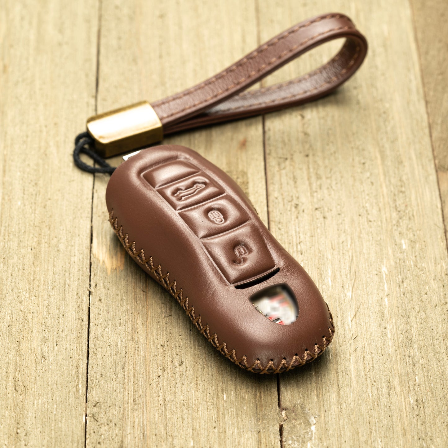 Vitodeco Superior Leather Key Fob Case Compatible for Porsche 718, Porsche 911, Porsche Panamera, Porsche Cayenne, 3-Button