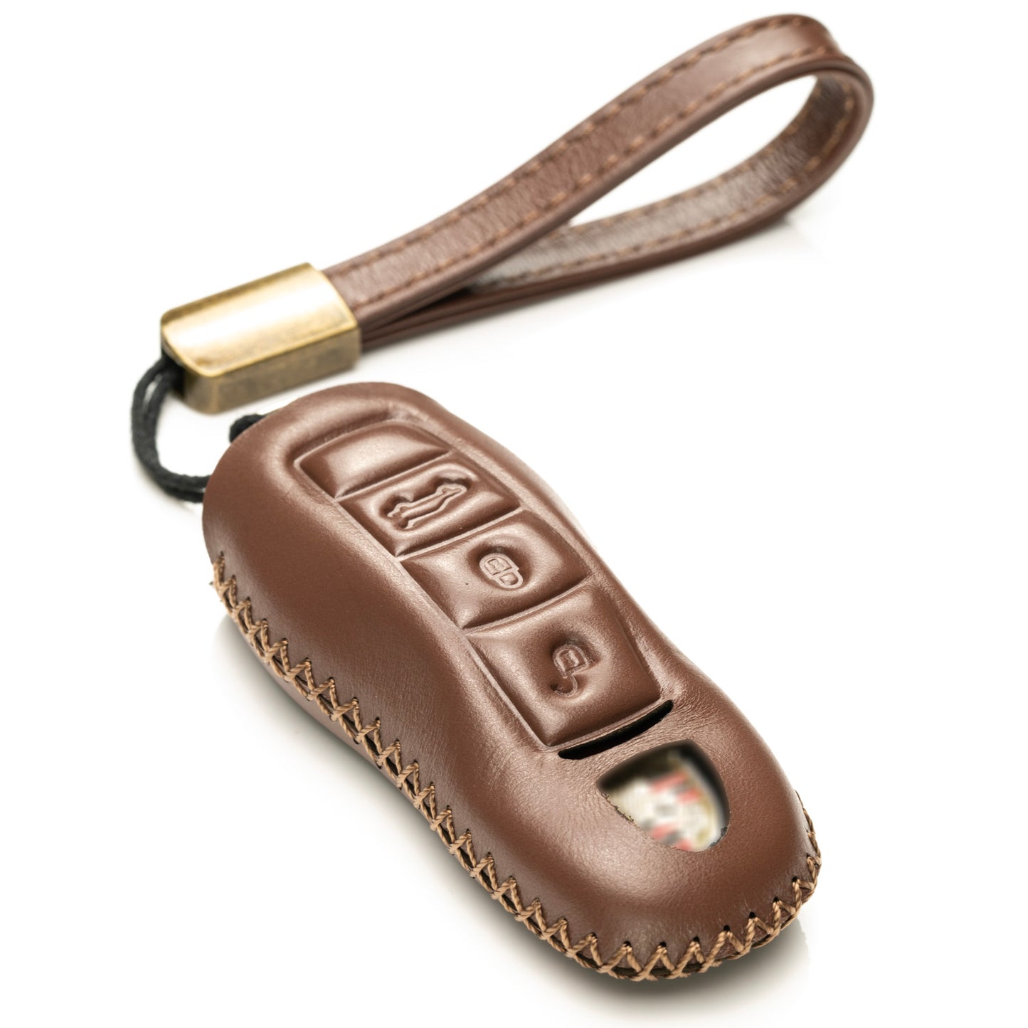 Vitodeco Superior Leather Key Fob Case Compatible for Porsche 718, Porsche 911, Porsche Panamera, Porsche Cayenne, 3-Button