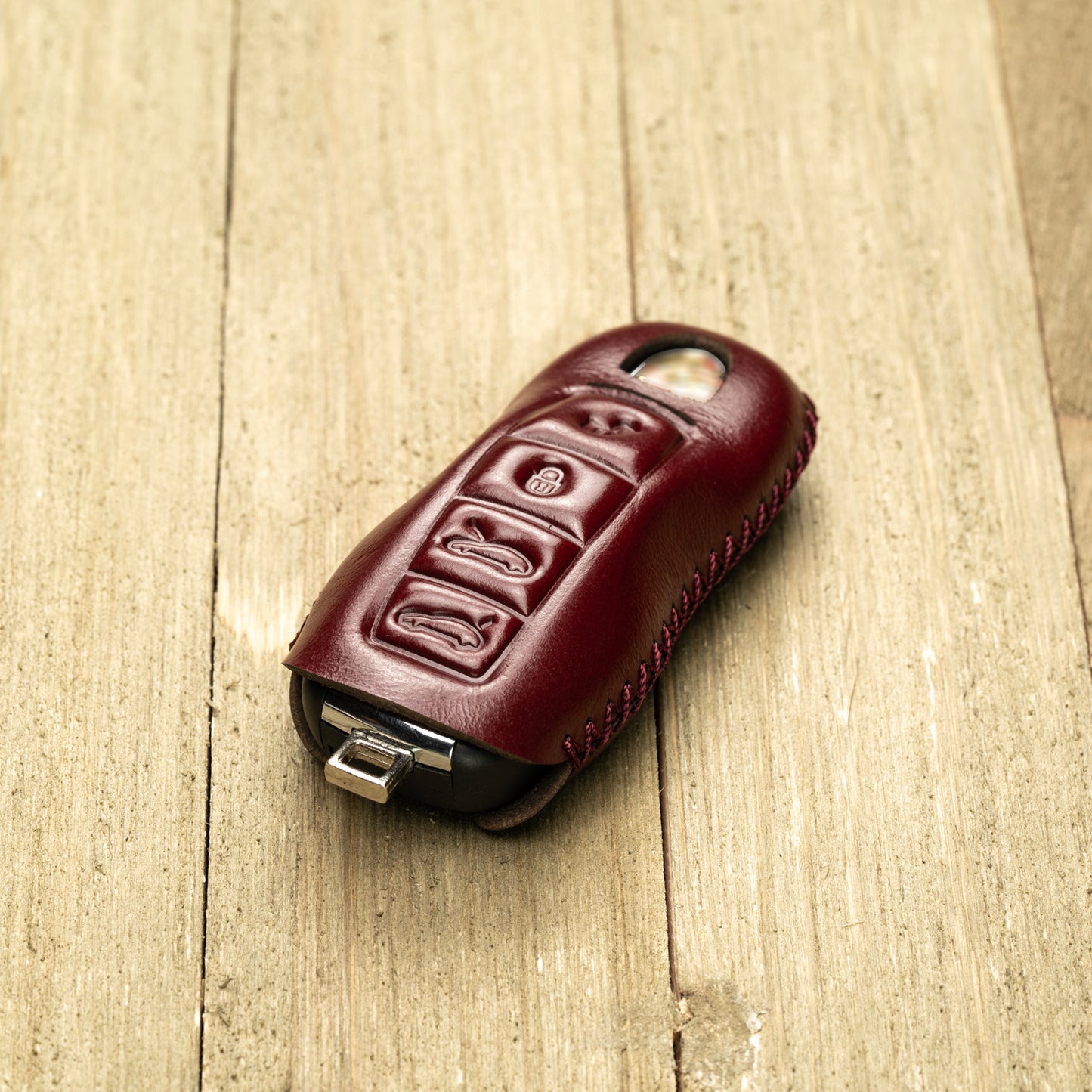 Vitodeco Superior Leather Key Fob Case Compatible for Porsche 718, Porsche 911, Porsche Panamera, Porsche Cayenne, 4-Button