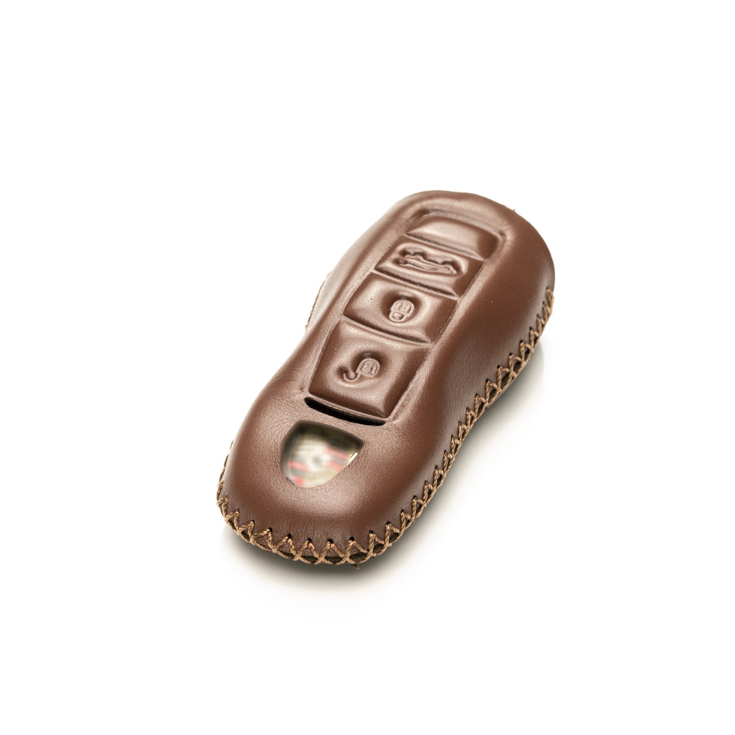 Vitodeco Superior Leather Key Fob Case Compatible for Porsche 718, Porsche 911, Porsche Panamera, Porsche Cayenne, 3-Button