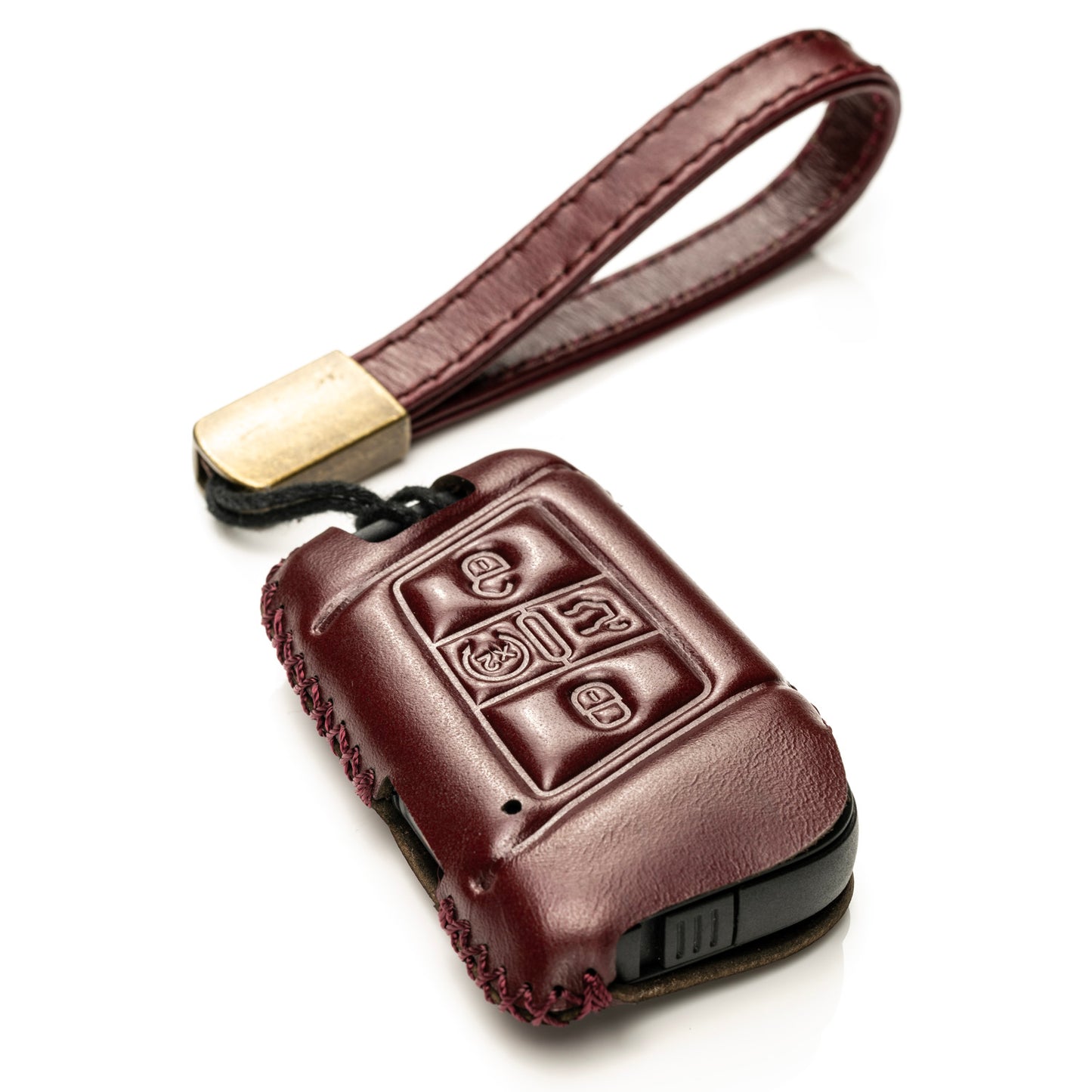 Vitodeco Superior Leather Key Fob Case Compatible for Volkswagen Atlas, Jetta, Passat, Arteon, Tiguan, Golf GTI, Golf R 2018-2024, 5-Button