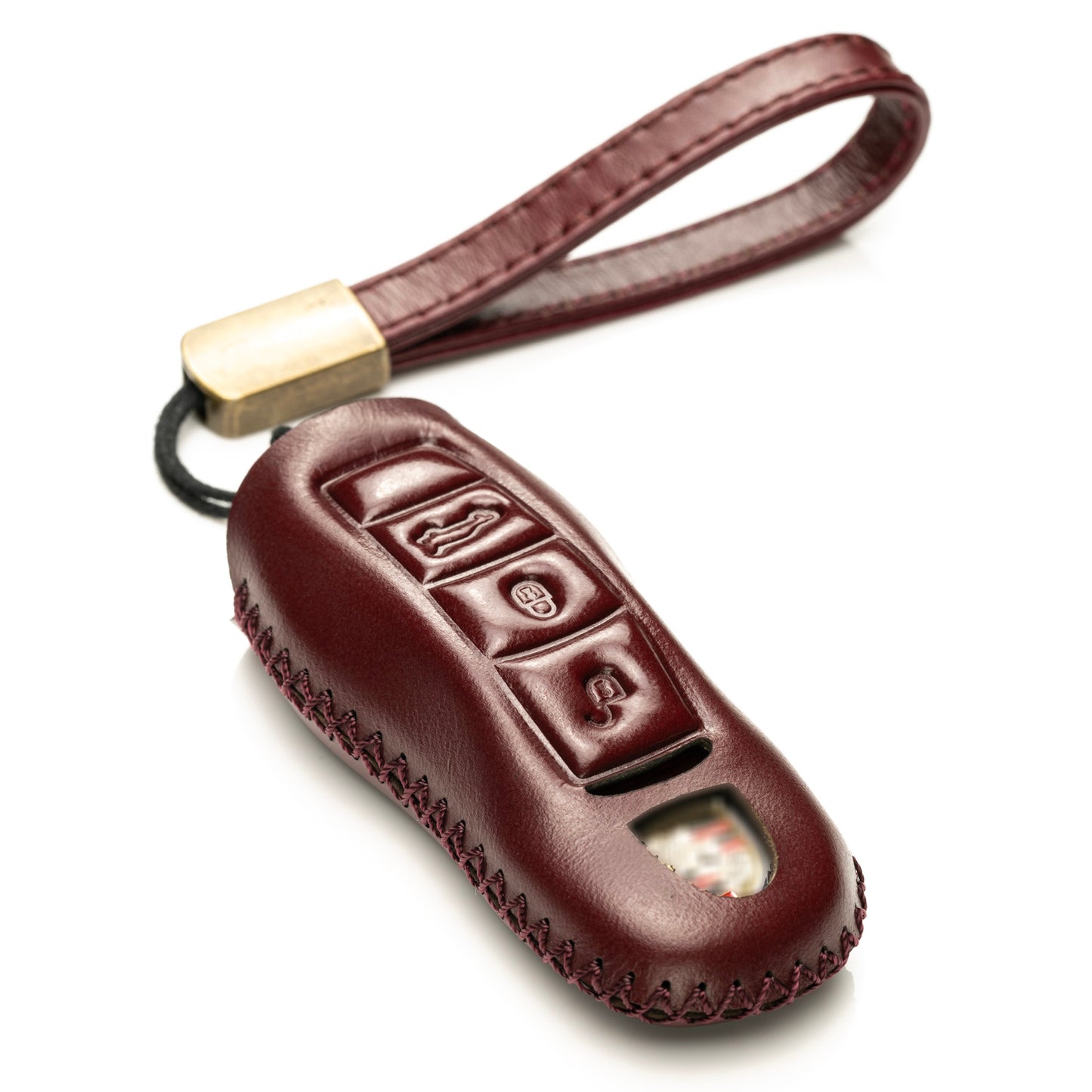 Vitodeco Superior Leather Key Fob Case Compatible for Porsche 718, Porsche 911, Porsche Panamera, Porsche Cayenne, 3-Button
