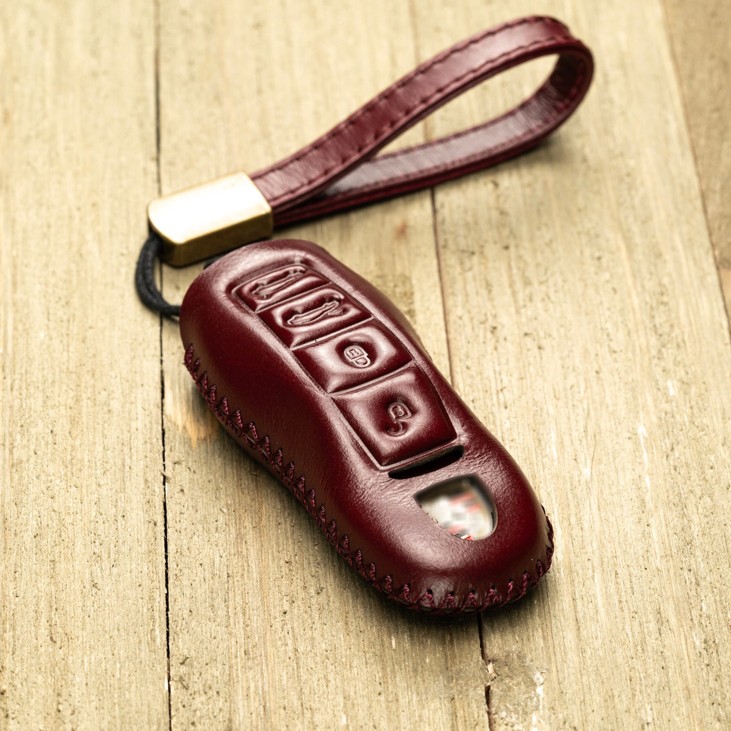 Vitodeco Superior Leather Key Fob Case Compatible for Porsche 718, Porsche 911, Porsche Panamera, Porsche Cayenne, 4-Button