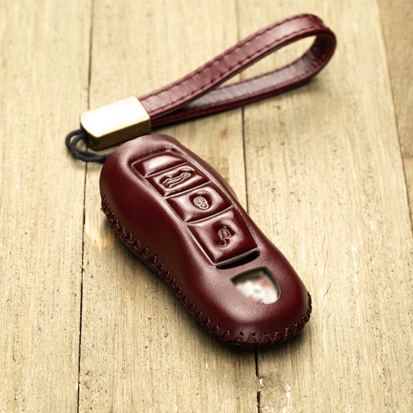 Vitodeco Superior Leather Key Fob Case Compatible for Porsche 718, Porsche 911, Porsche Panamera, Porsche Cayenne, 3-Button