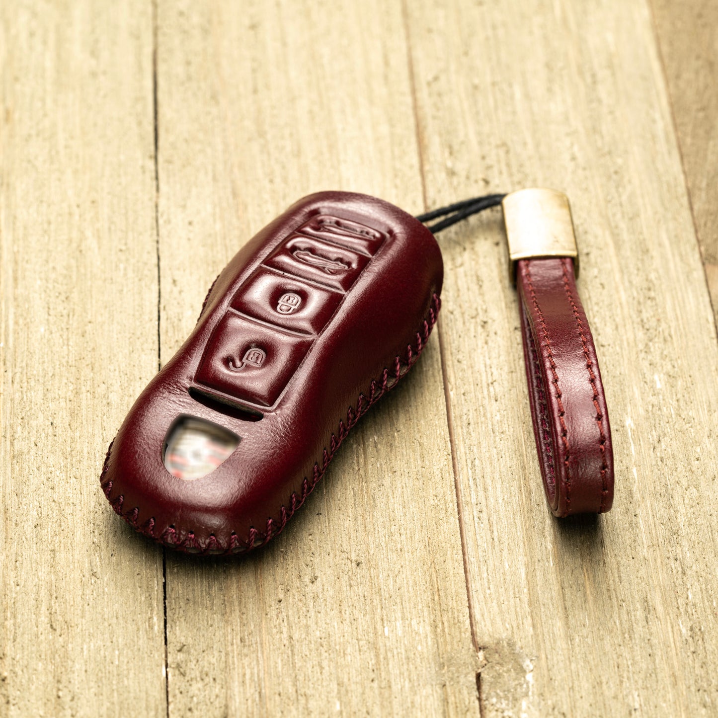 Vitodeco Superior Leather Key Fob Case Compatible for Porsche 718, Porsche 911, Porsche Panamera, Porsche Cayenne, 4-Button