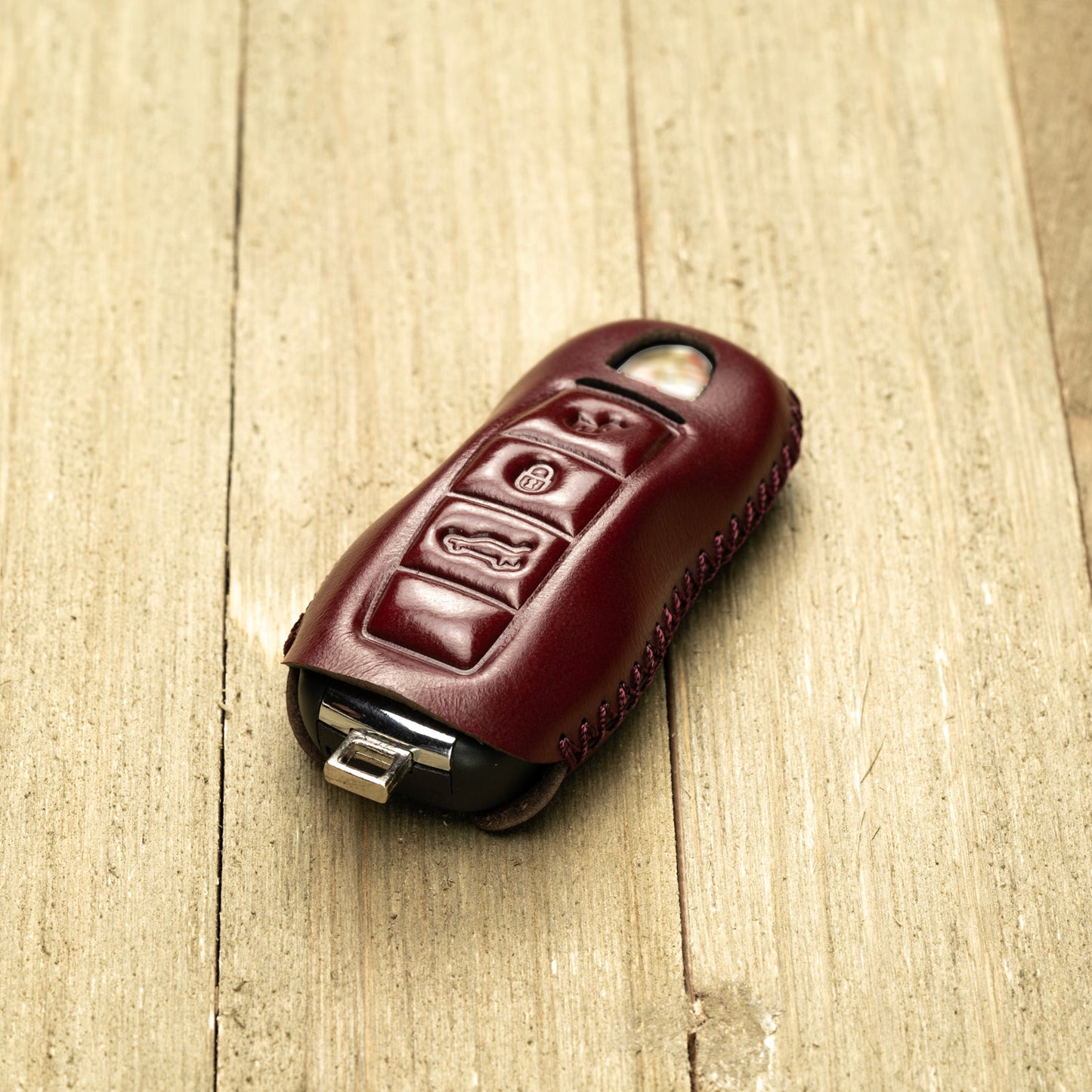 Vitodeco Superior Leather Key Fob Case Compatible for Porsche 718, Porsche 911, Porsche Panamera, Porsche Cayenne, 3-Button