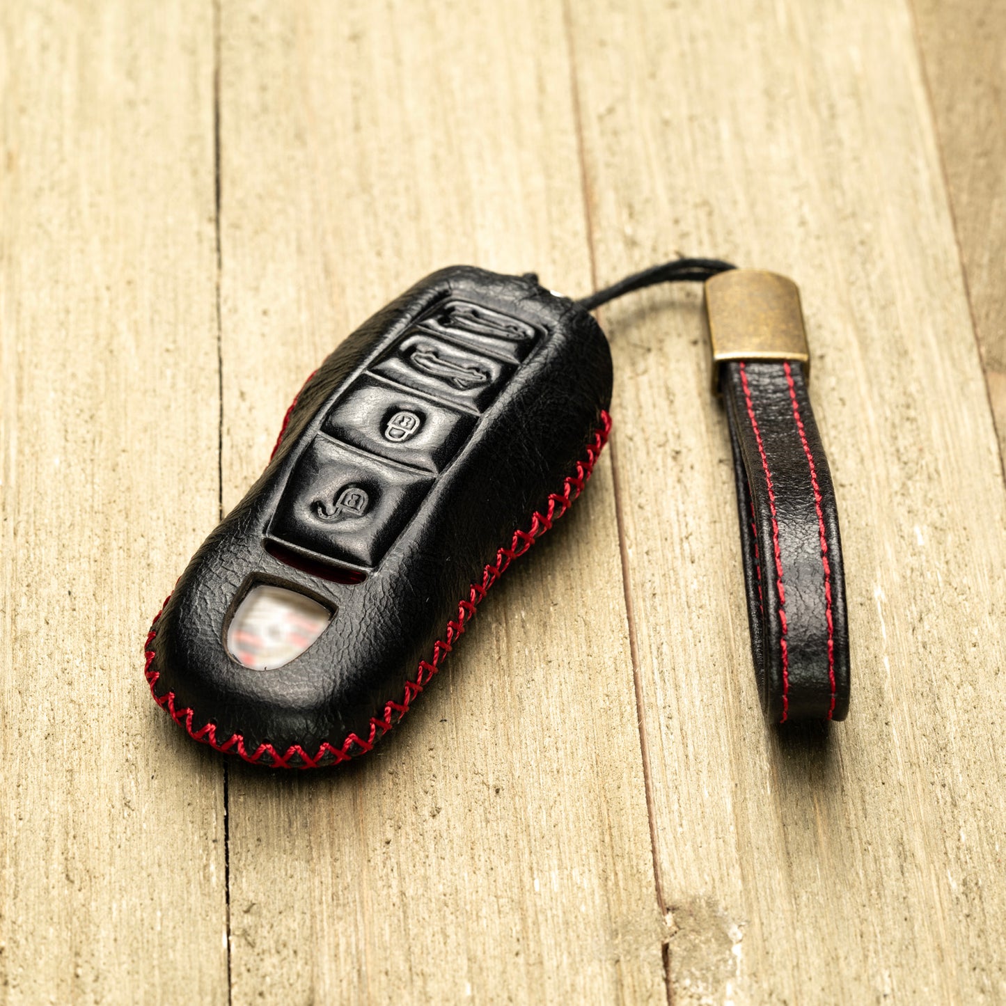 Vitodeco Superior Leather Key Fob Case Compatible for Porsche 718, Porsche 911, Porsche Panamera, Porsche Cayenne, 4-Button