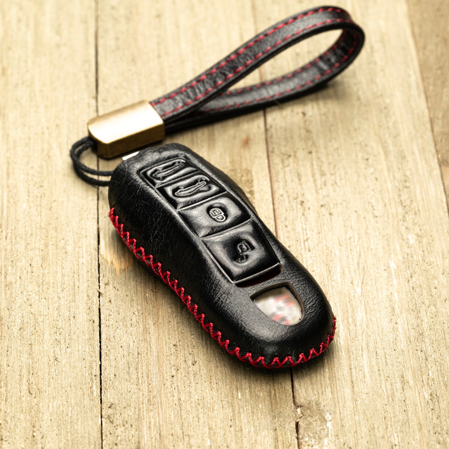 Vitodeco Superior Leather Key Fob Case Compatible for Porsche 718, Porsche 911, Porsche Panamera, Porsche Cayenne, 4-Button