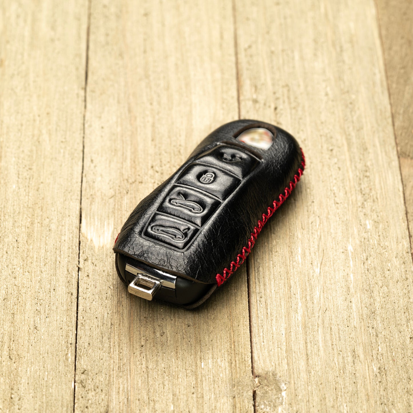 Vitodeco Superior Leather Key Fob Case Compatible for Porsche 718, Porsche 911, Porsche Panamera, Porsche Cayenne, 4-Button