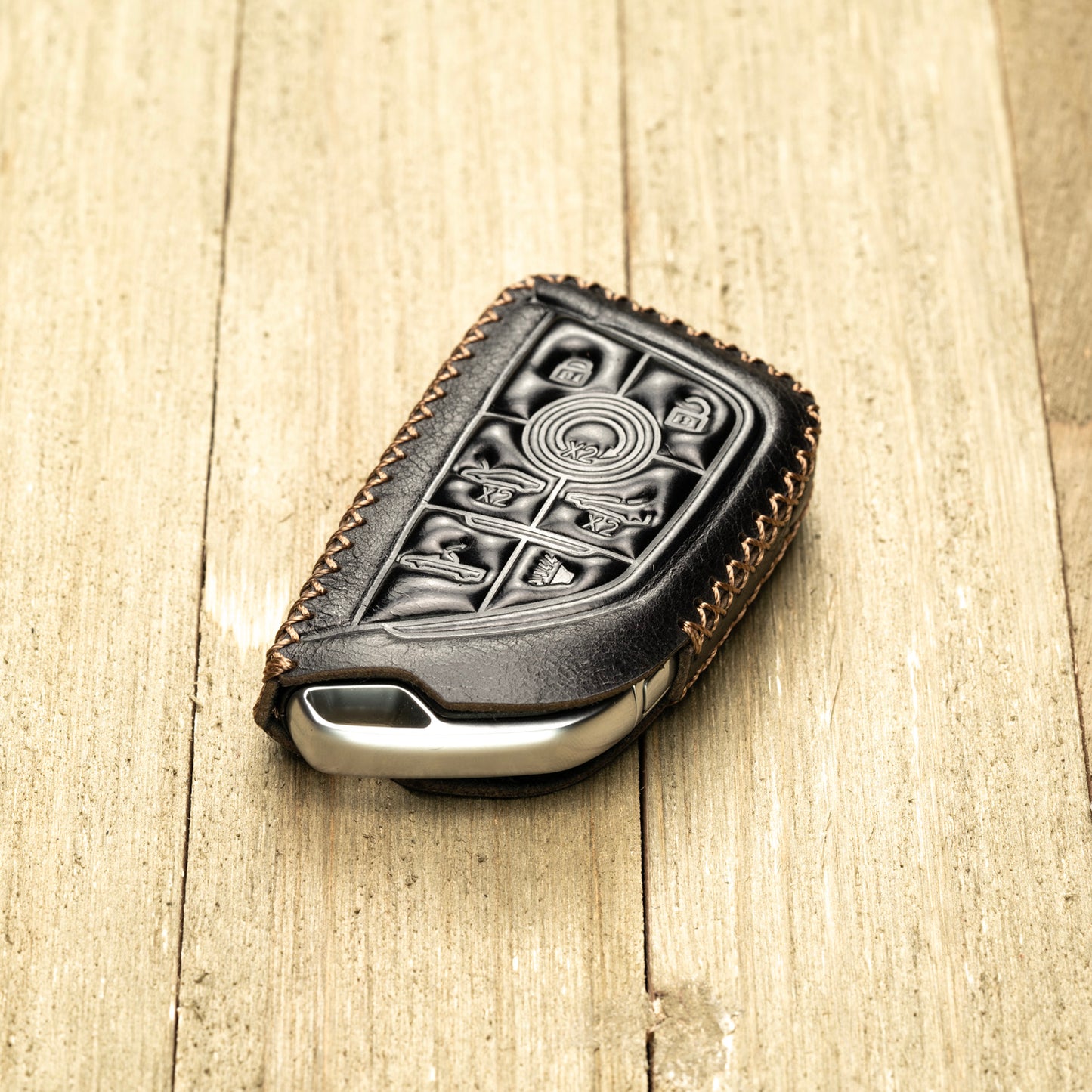 Vitodeco Superior Leather Key Fob Case Compatible for Chevrolet Corvette C8 2020-2025, 7-Button