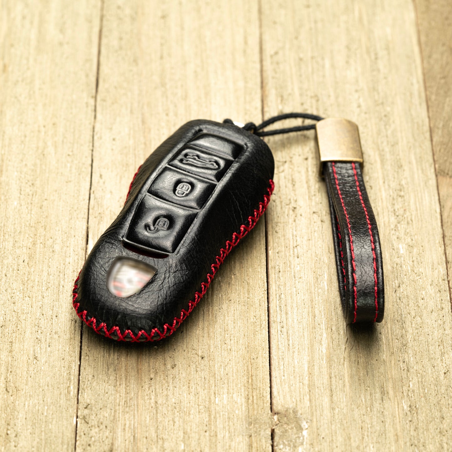 Vitodeco Superior Leather Key Fob Case Compatible for Porsche 718, Porsche 911, Porsche Panamera, Porsche Cayenne, 3-Button