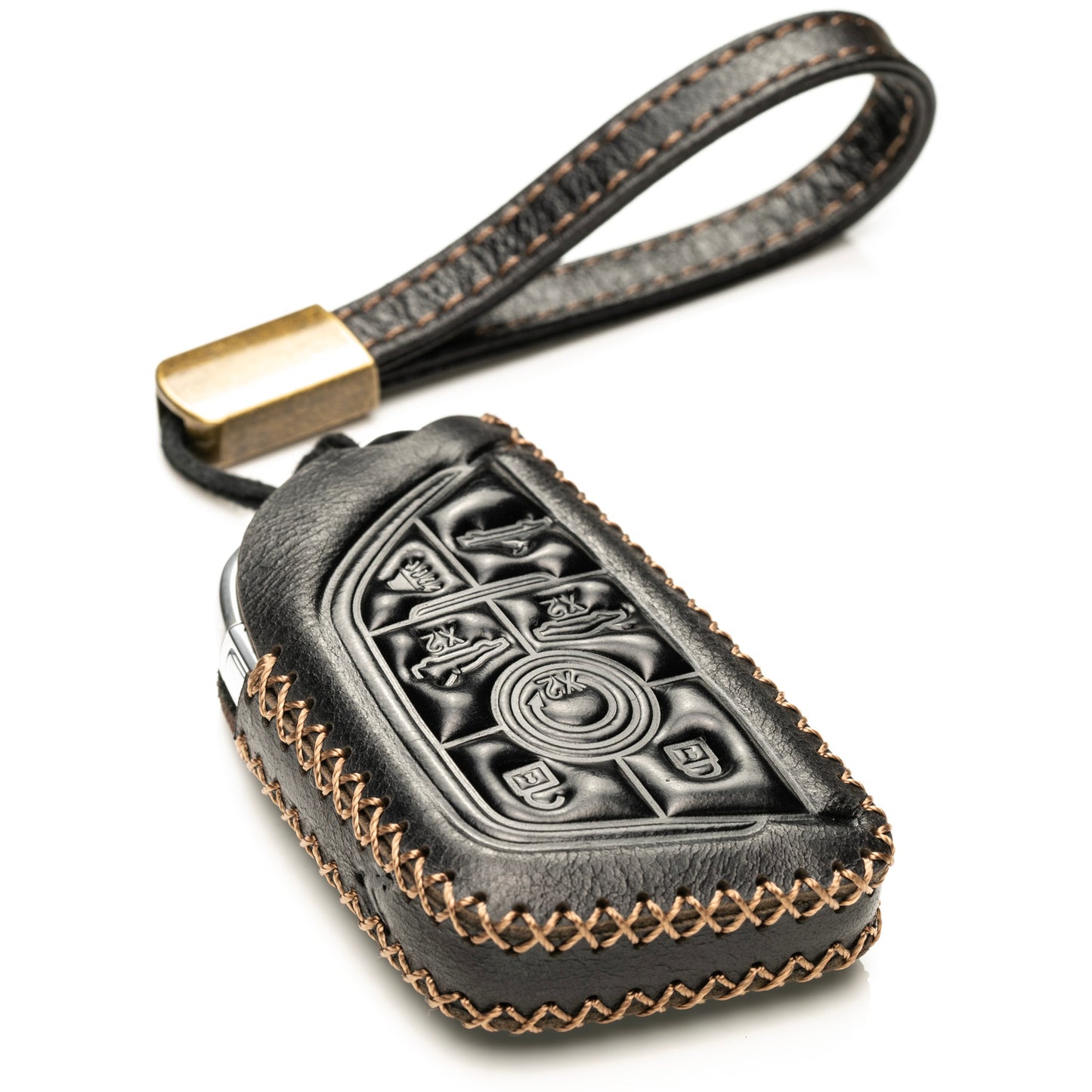 Vitodeco Superior Leather Key Fob Case Compatible for Chevrolet Corvette C8 2020-2025, 7-Button