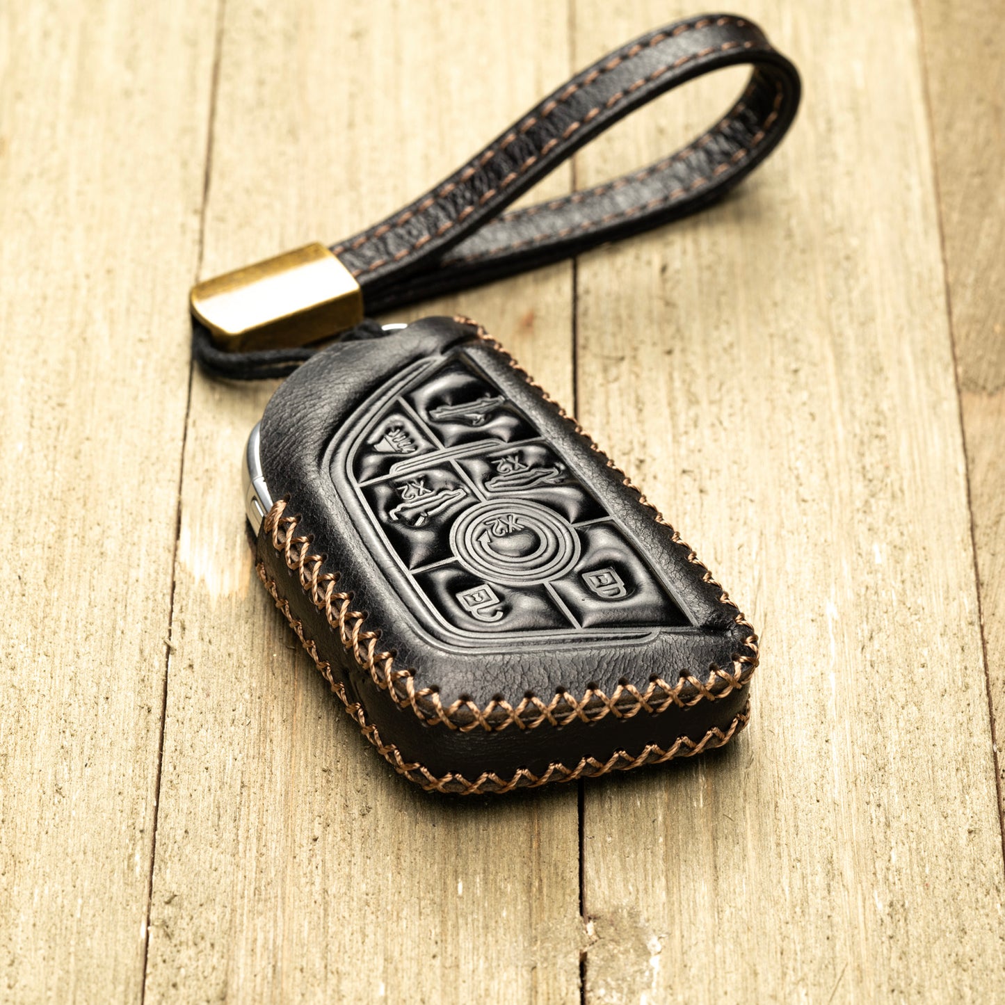 Vitodeco Superior Leather Key Fob Case Compatible for Chevrolet Corvette C8 2020-2025, 7-Button
