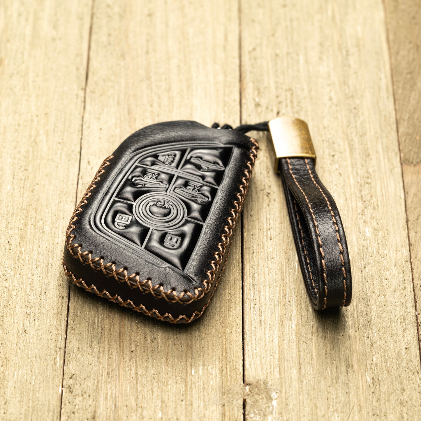 Vitodeco Superior Leather Key Fob Case Compatible for Chevrolet Corvette C8 2020-2025, 7-Button