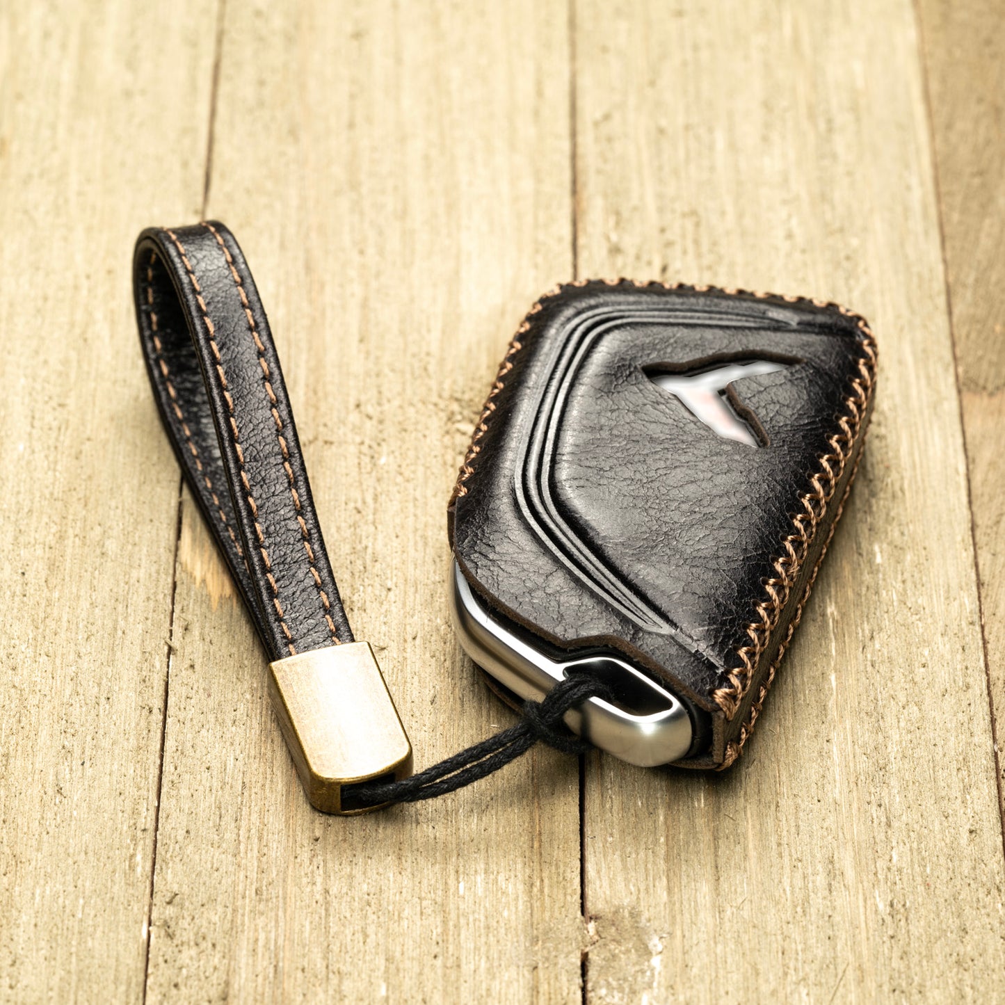 Vitodeco Superior Leather Key Fob Case Compatible for Chevrolet Corvette C8 2020-2025, 7-Button