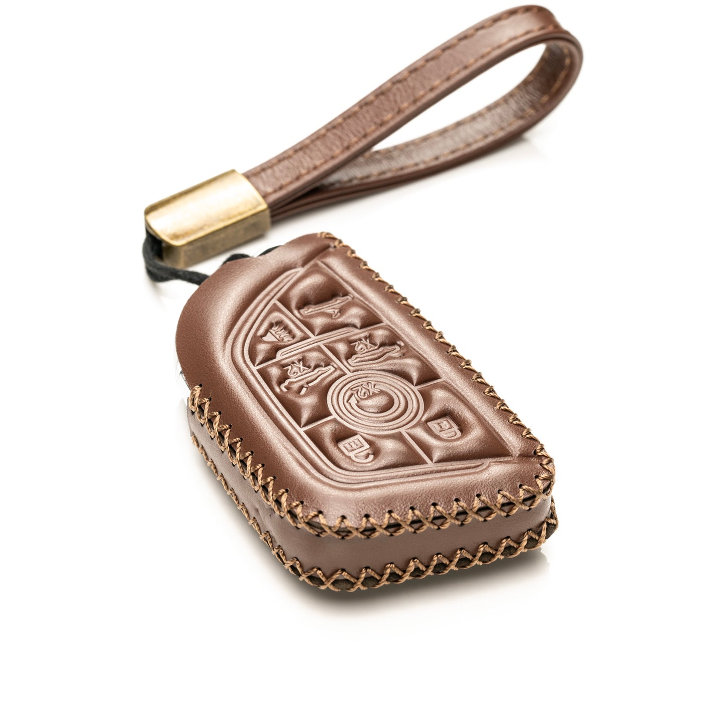 Vitodeco Superior Leather Key Fob Case Compatible for Chevrolet Corvette C8 2020-2025, 7-Button