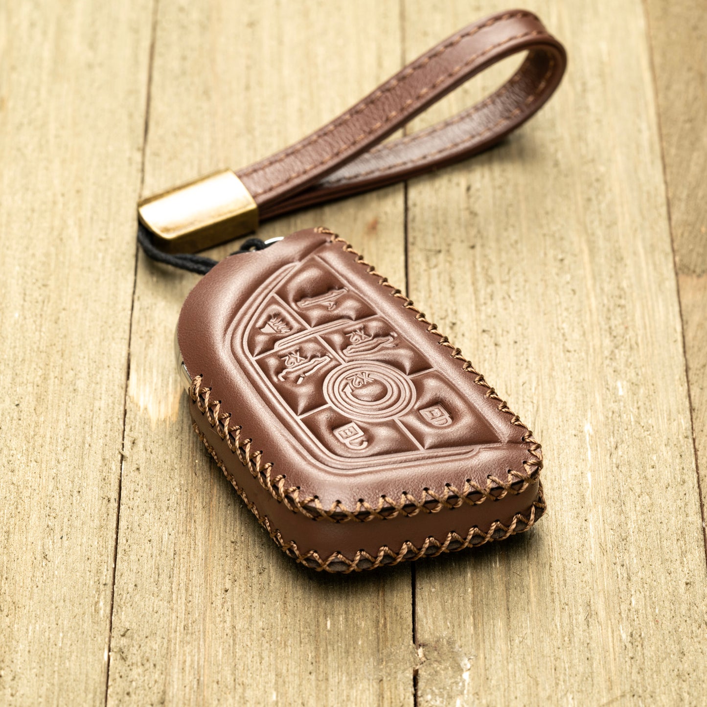 Vitodeco Superior Leather Key Fob Case Compatible for Chevrolet Corvette C8 2020-2025, 7-Button
