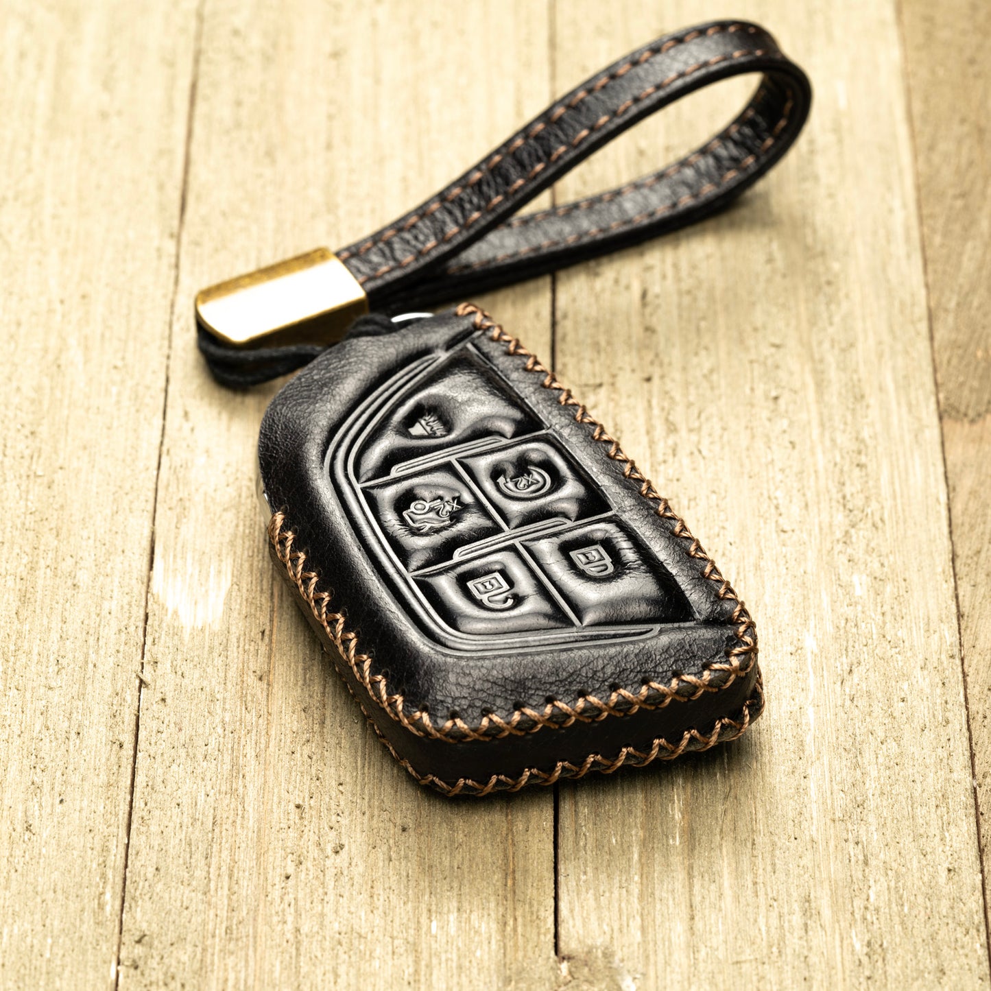 Vitodeco Superior Leather Key Fob Case Compatible for Cadillac CT4 2020 - 2025, Cadillac CT5 2020 - 2025, Cadillac Lyriq 2024 - 2025, 5-Button